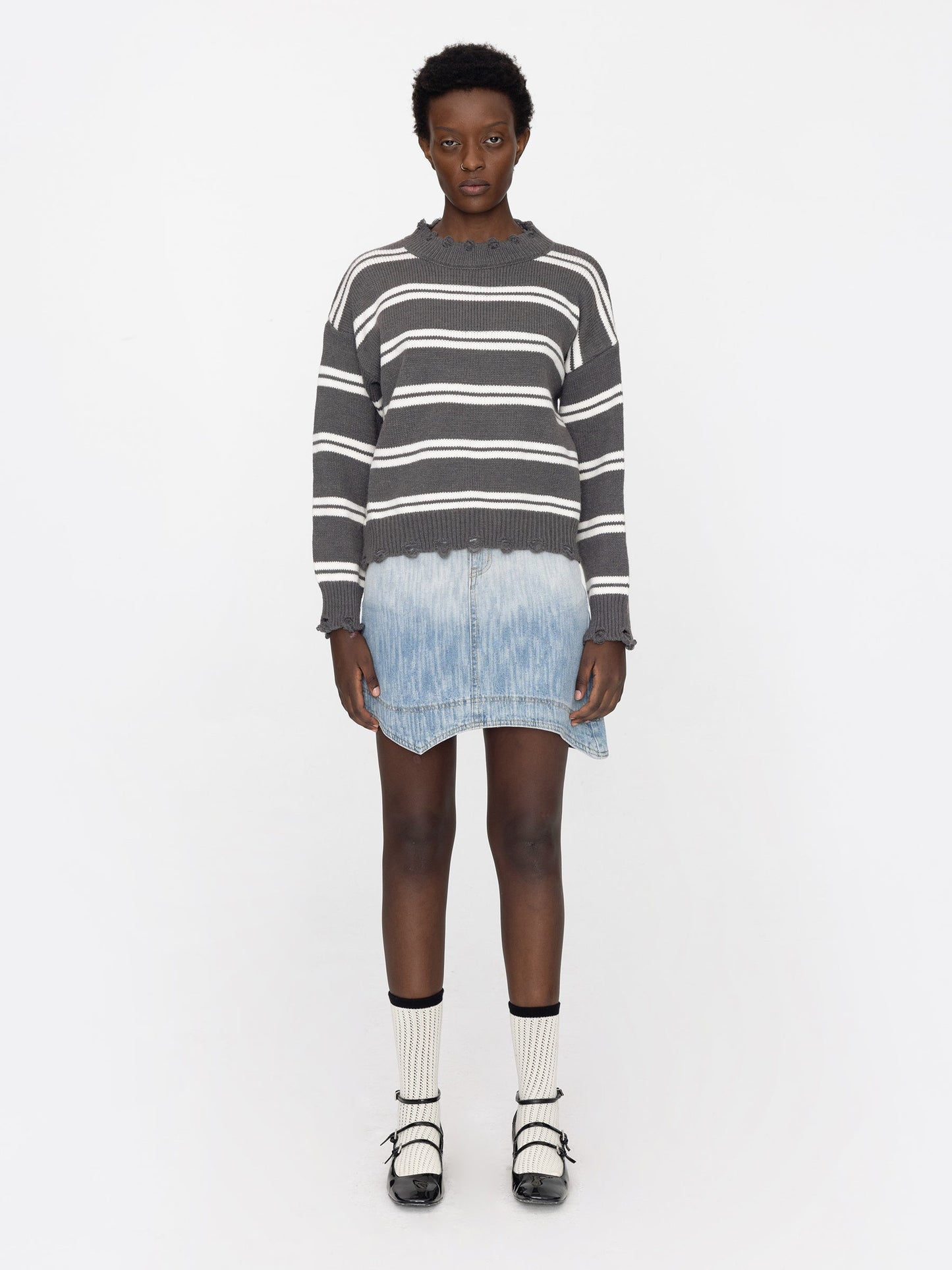 Gradient Light Denim Mini Skirt