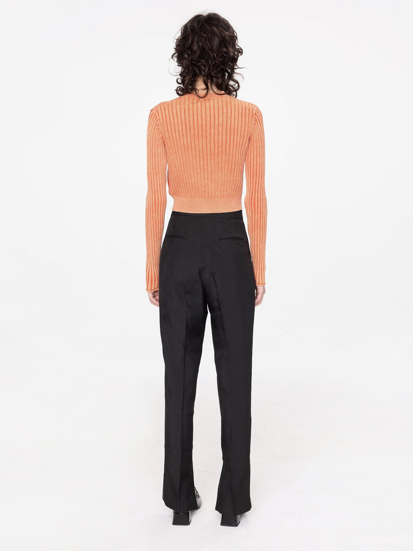 Cropped Ribbed Knit Cardigan
