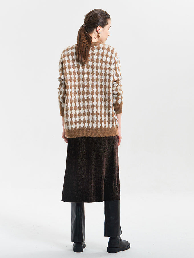 Lozenge Pattern Knit Sweater