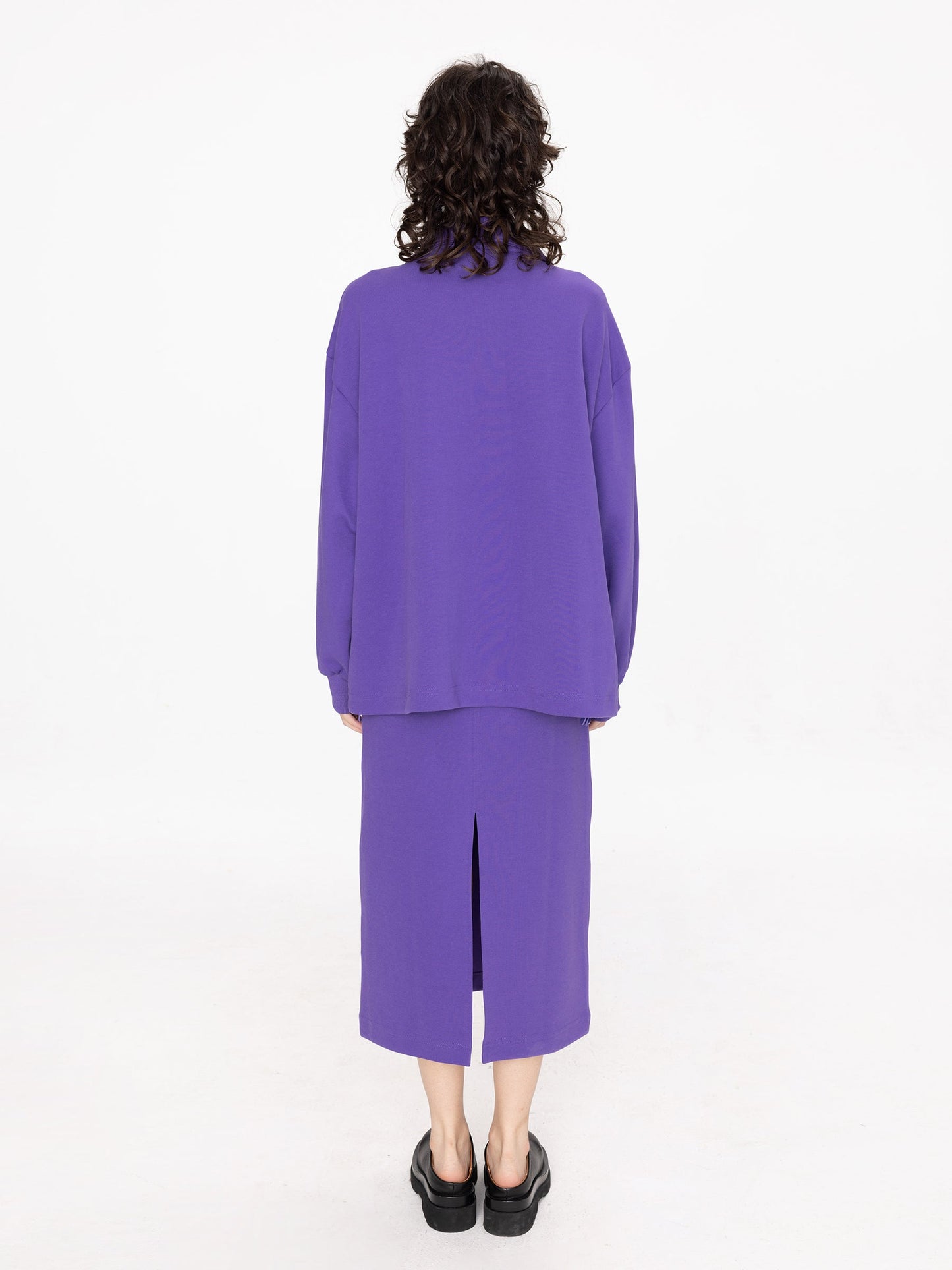 Purple A-line Midi Skirt