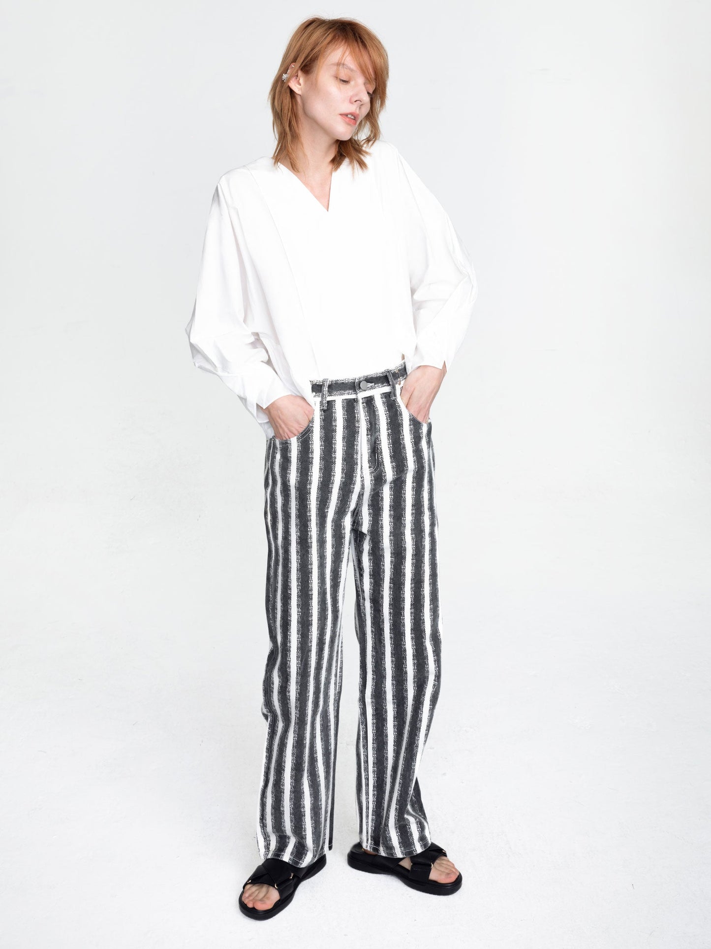 CUBIC Women's Thick Chalk Striped Jeans