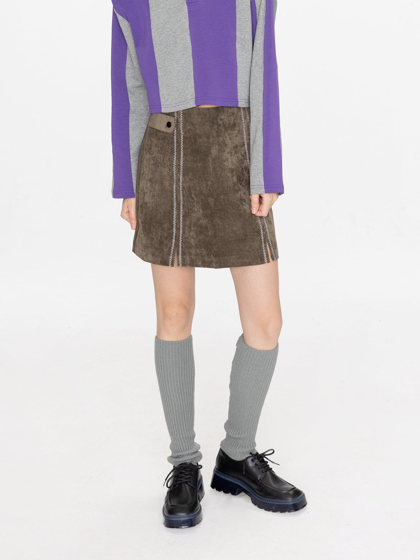 Suede A-line Mini Skirt