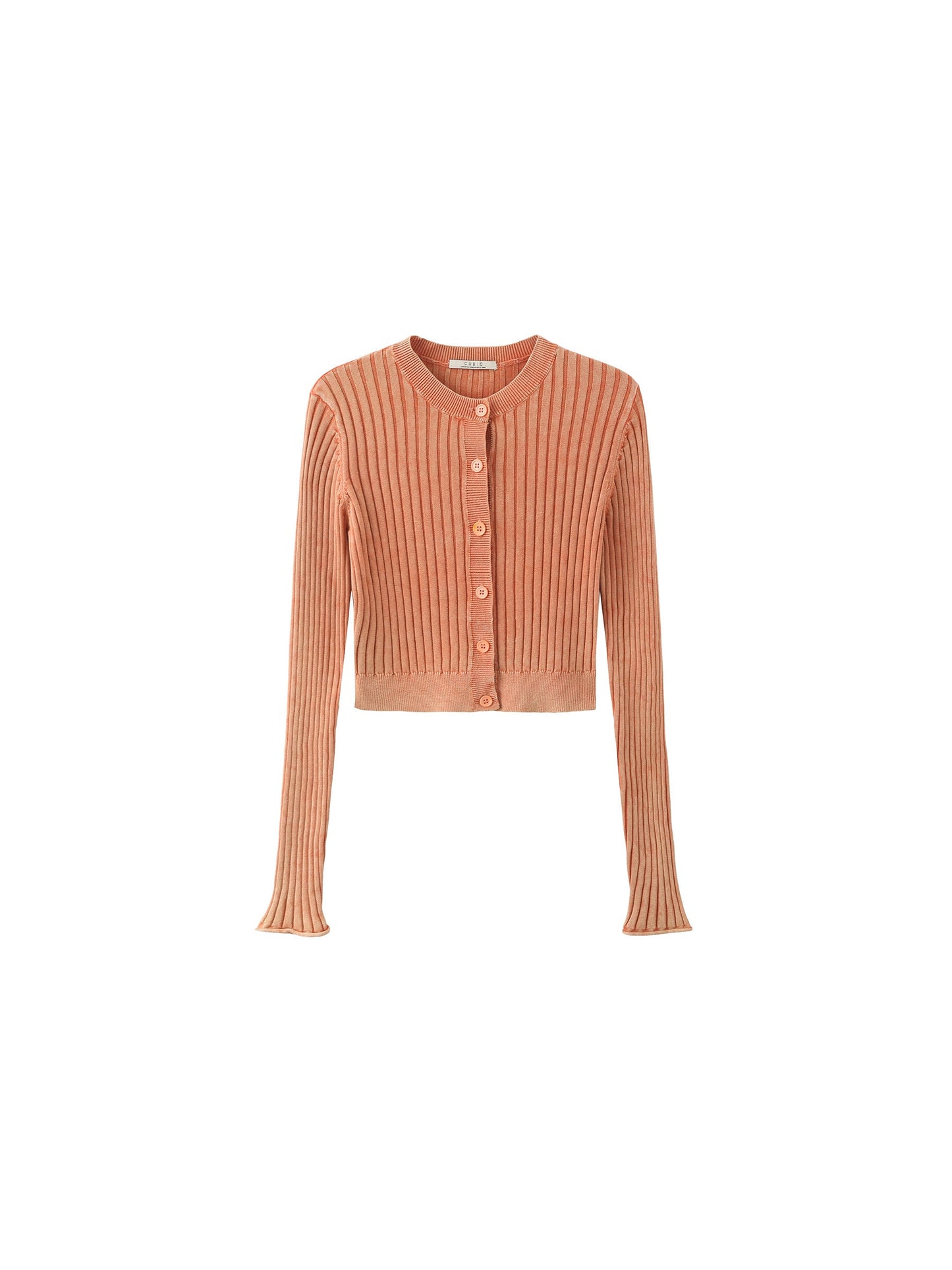 Cropped Ribbed Knit Cardigan