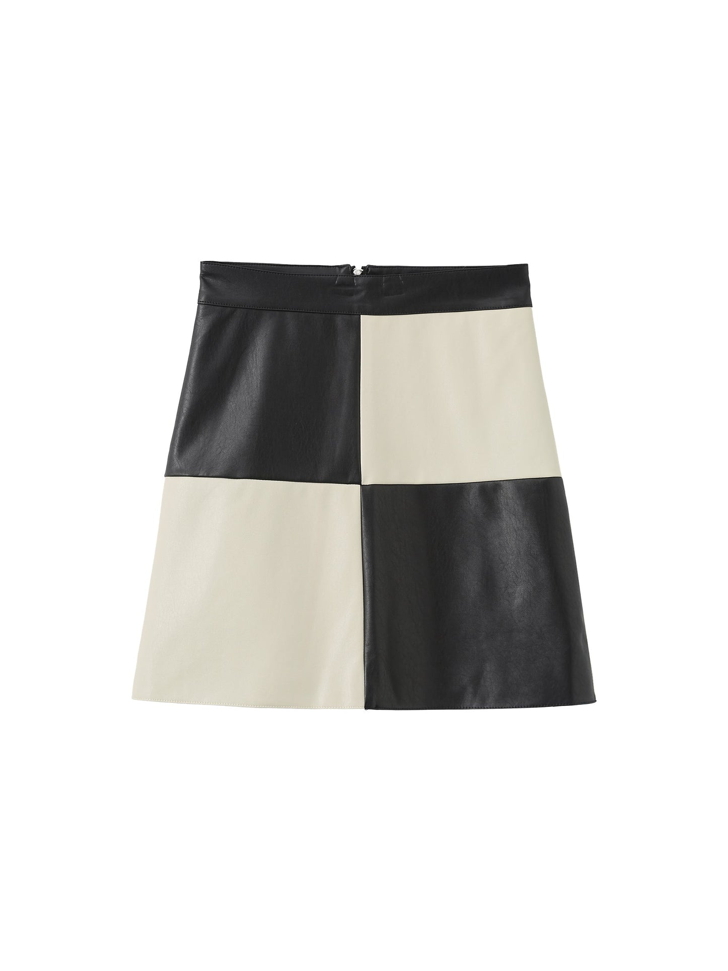 Checkerboard PU Leather Mini Skirt