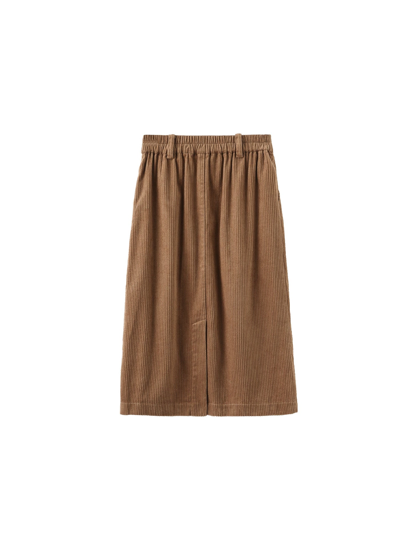 Buttoned Corduroy A-line Midi Skirt