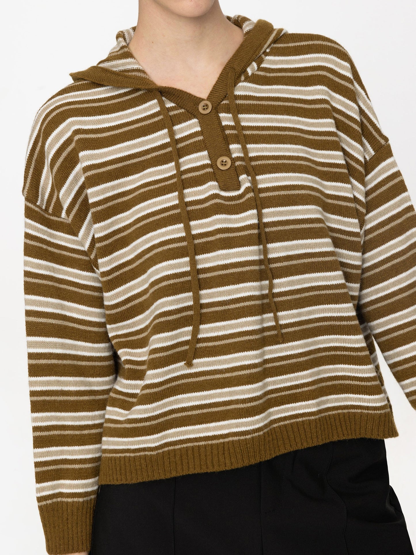 Striped Hood Knit Cardigan