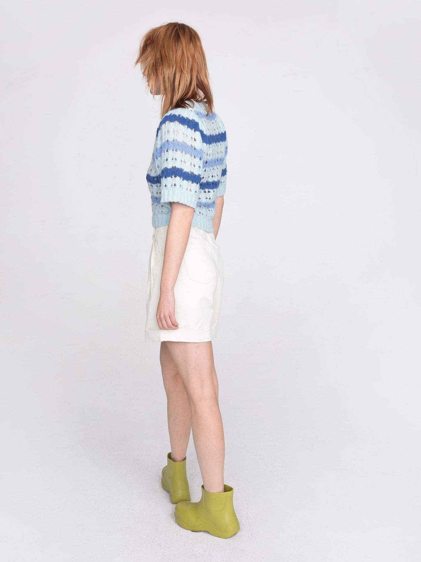CUBIC Women's Striped Cropped Knit T-shirt