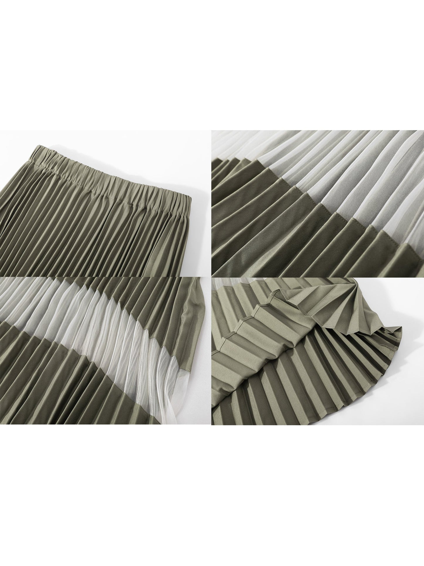 CUBIC Women's Sheer Panel Pleated Midi Skirt