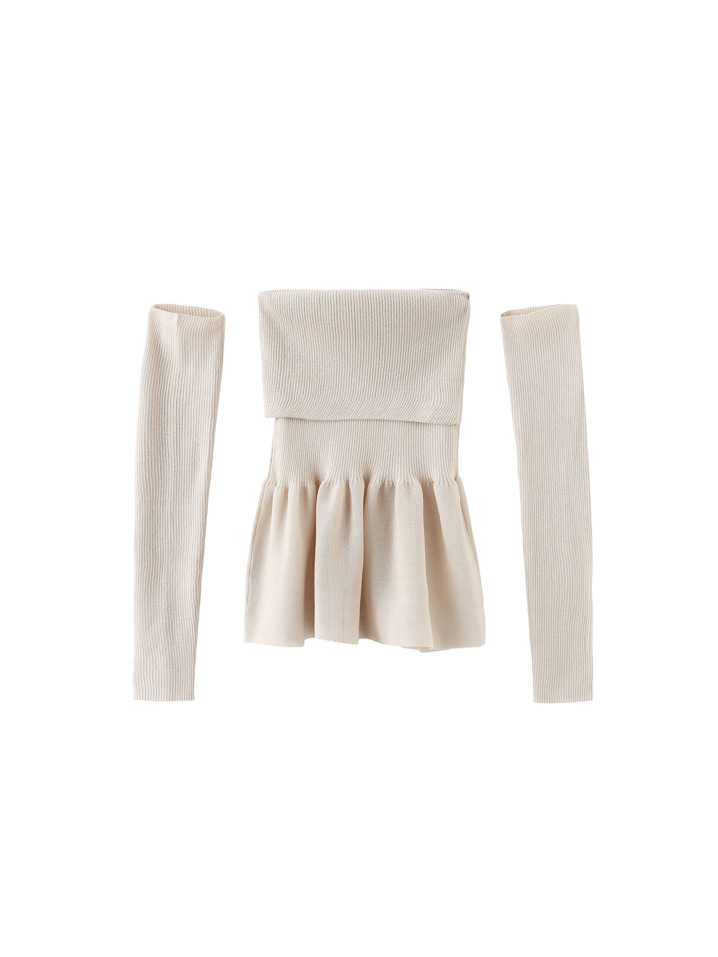 Fine Knit Strapless Top with Detached Sleeves
