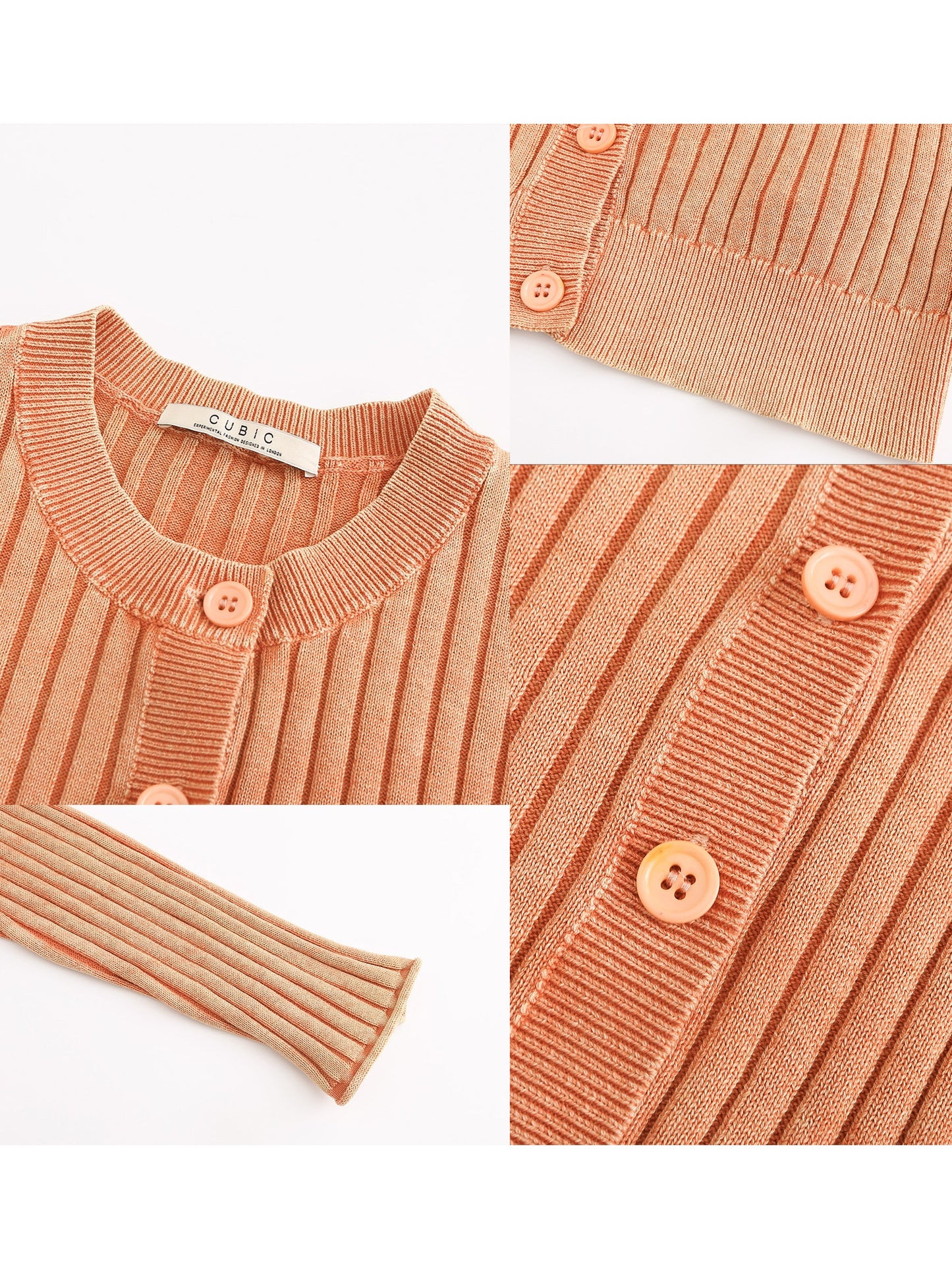 Cropped Ribbed Knit Cardigan