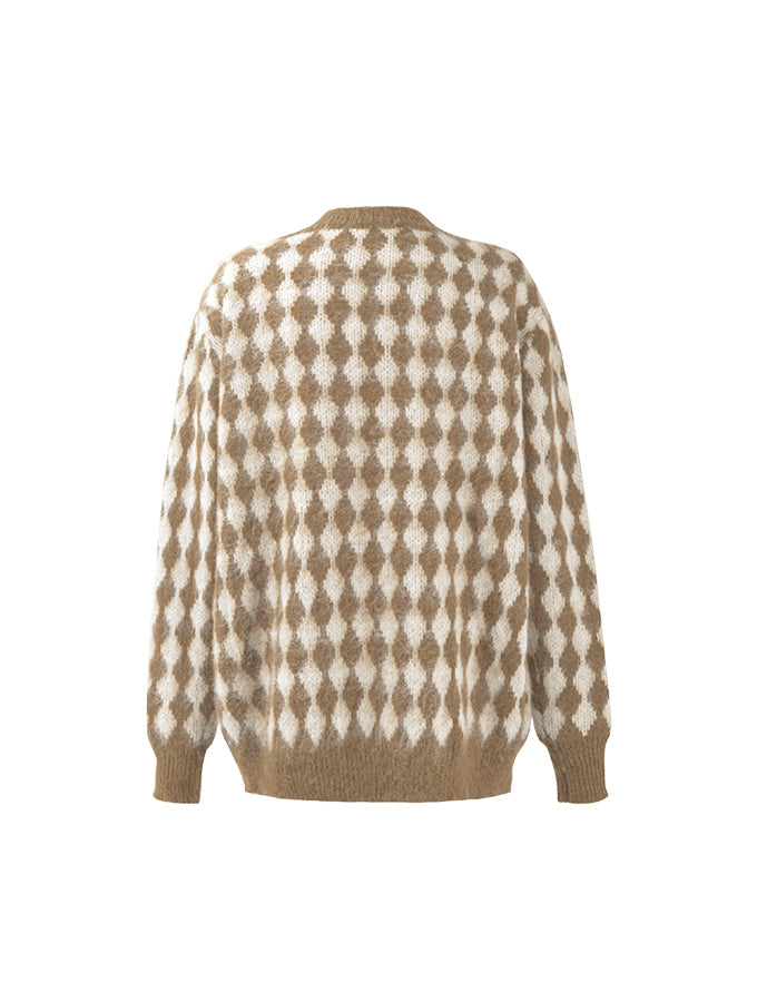 Lozenge Jacquard Long Knit Sweater