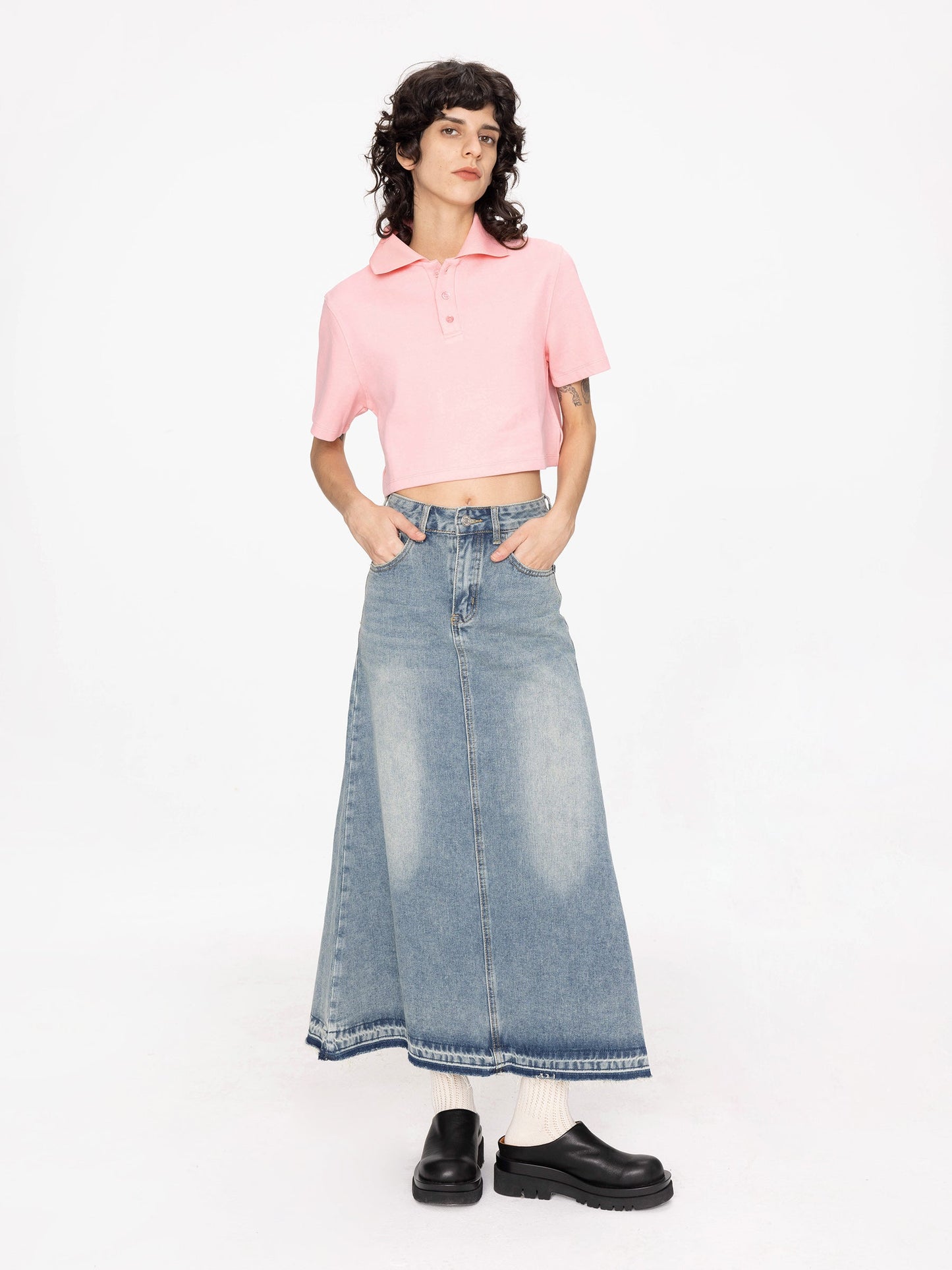 Oversized Cropped Polo T-Shirt
