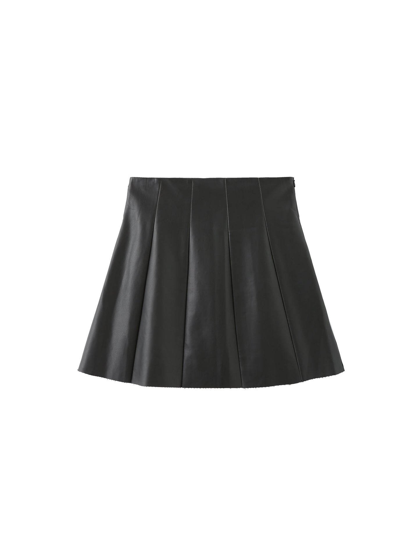 Pleated Faux Leather Skirt