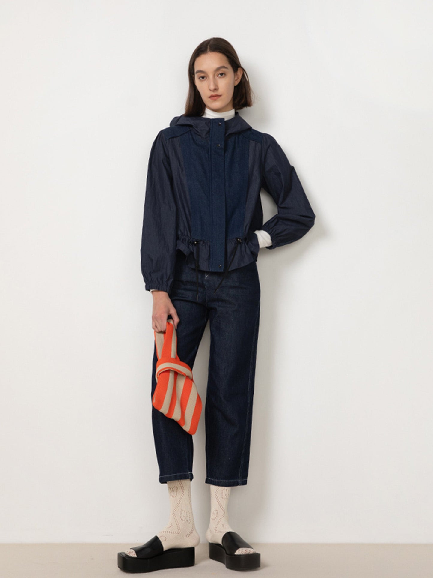 Short Denim Windbreaker Jacket