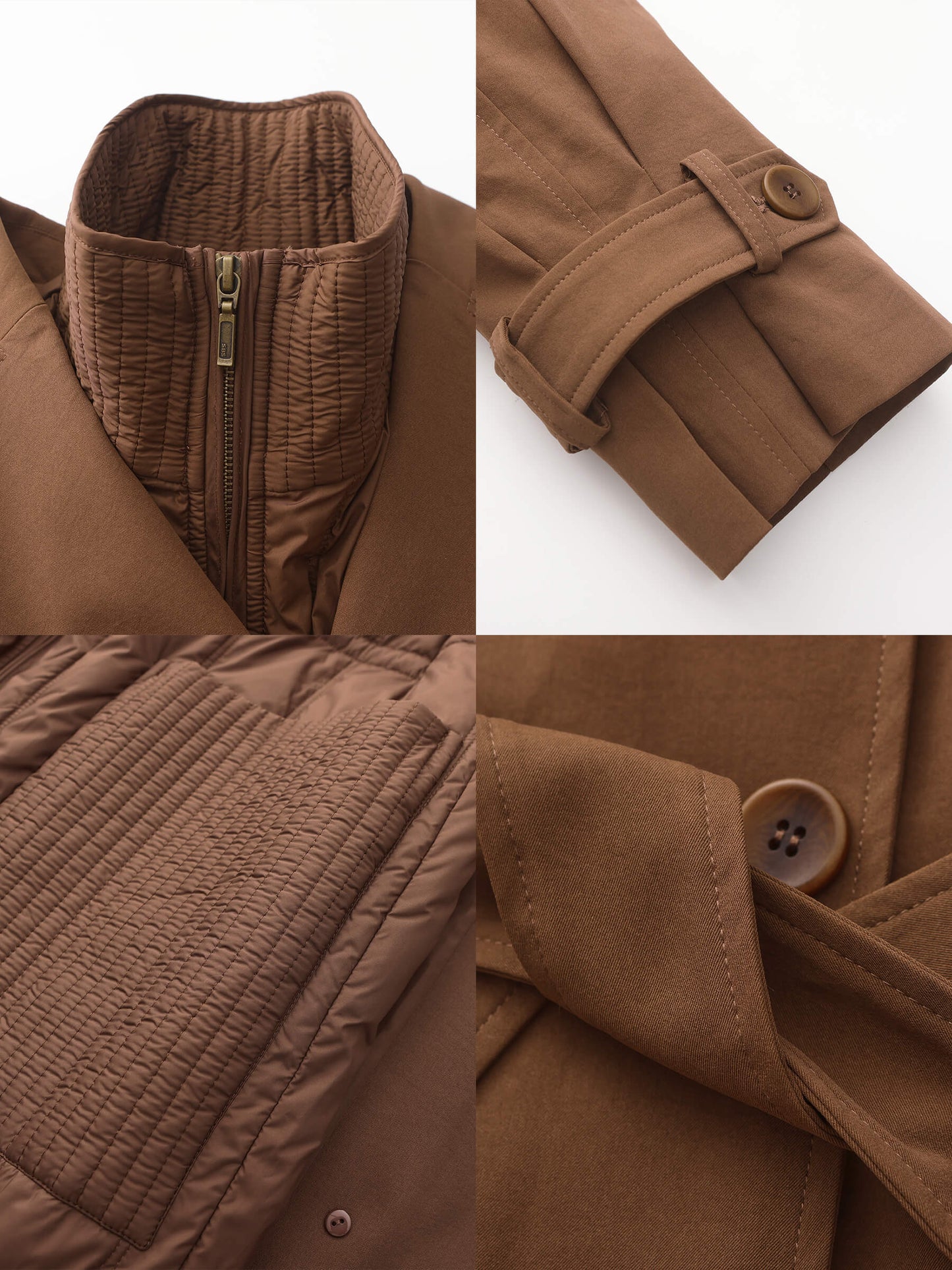 ONE BY CUBIC Double-Layer Long Trench Coat Style Down Coat