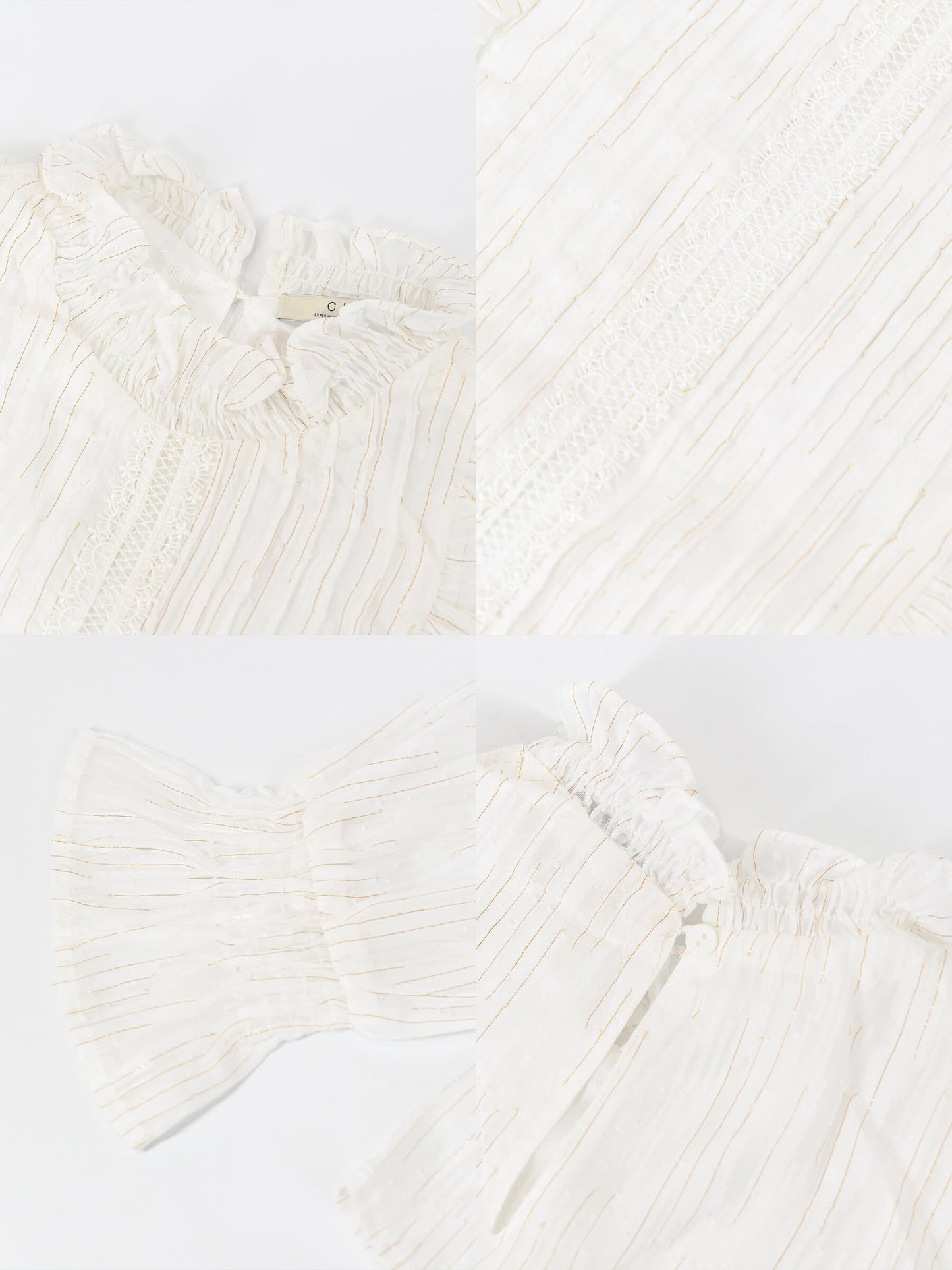 Stand Up Collar Ruffled Blouse