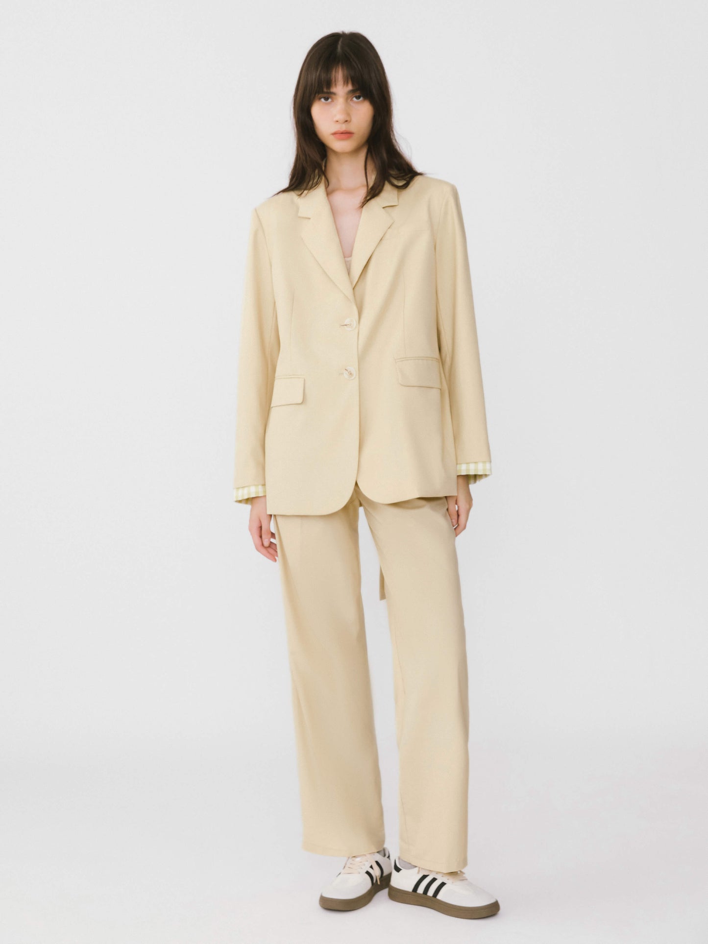 Checkered Peekaboo Tailored Trousers