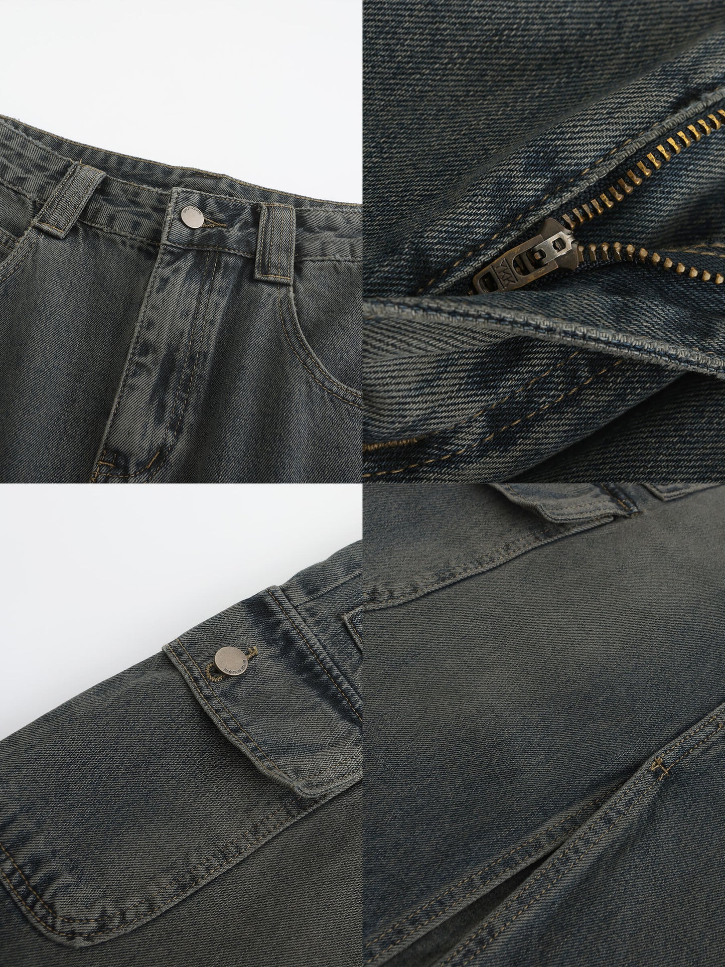 Multi Pocket Washed Demin Skirt