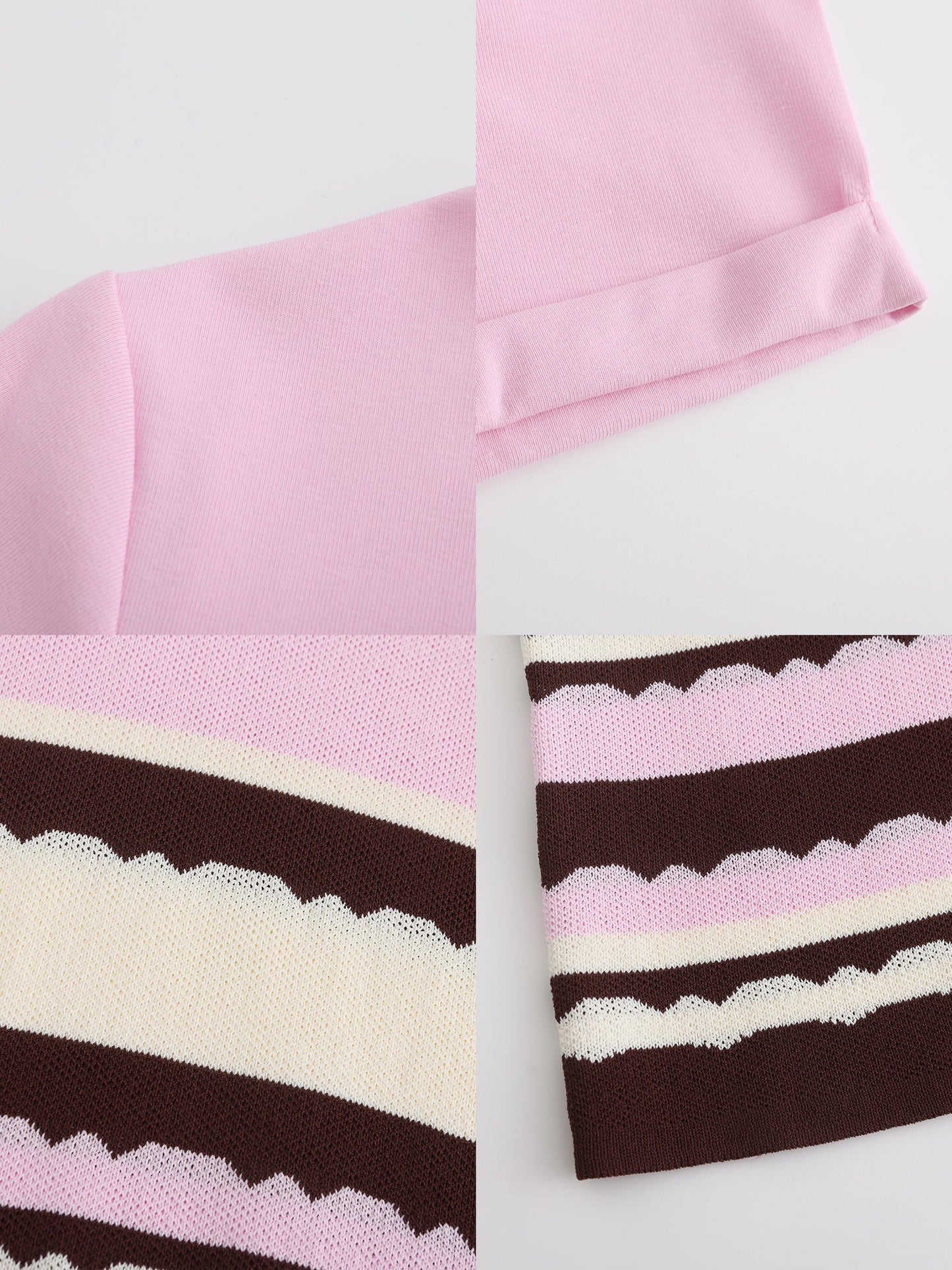 Round Neck Striped Color Block Knitted T-shirt