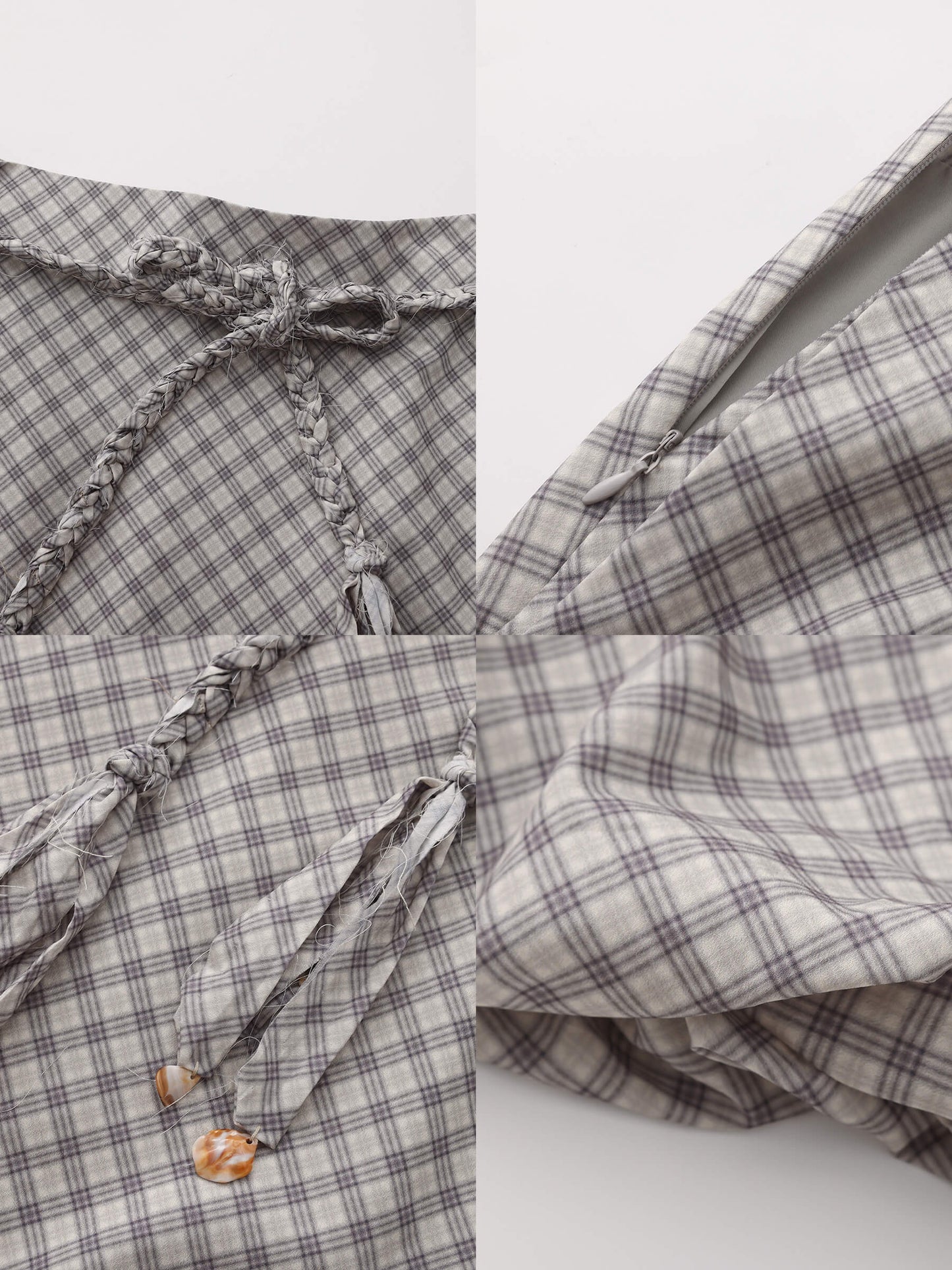 Plaid A-line Maxi Skirt with Belt