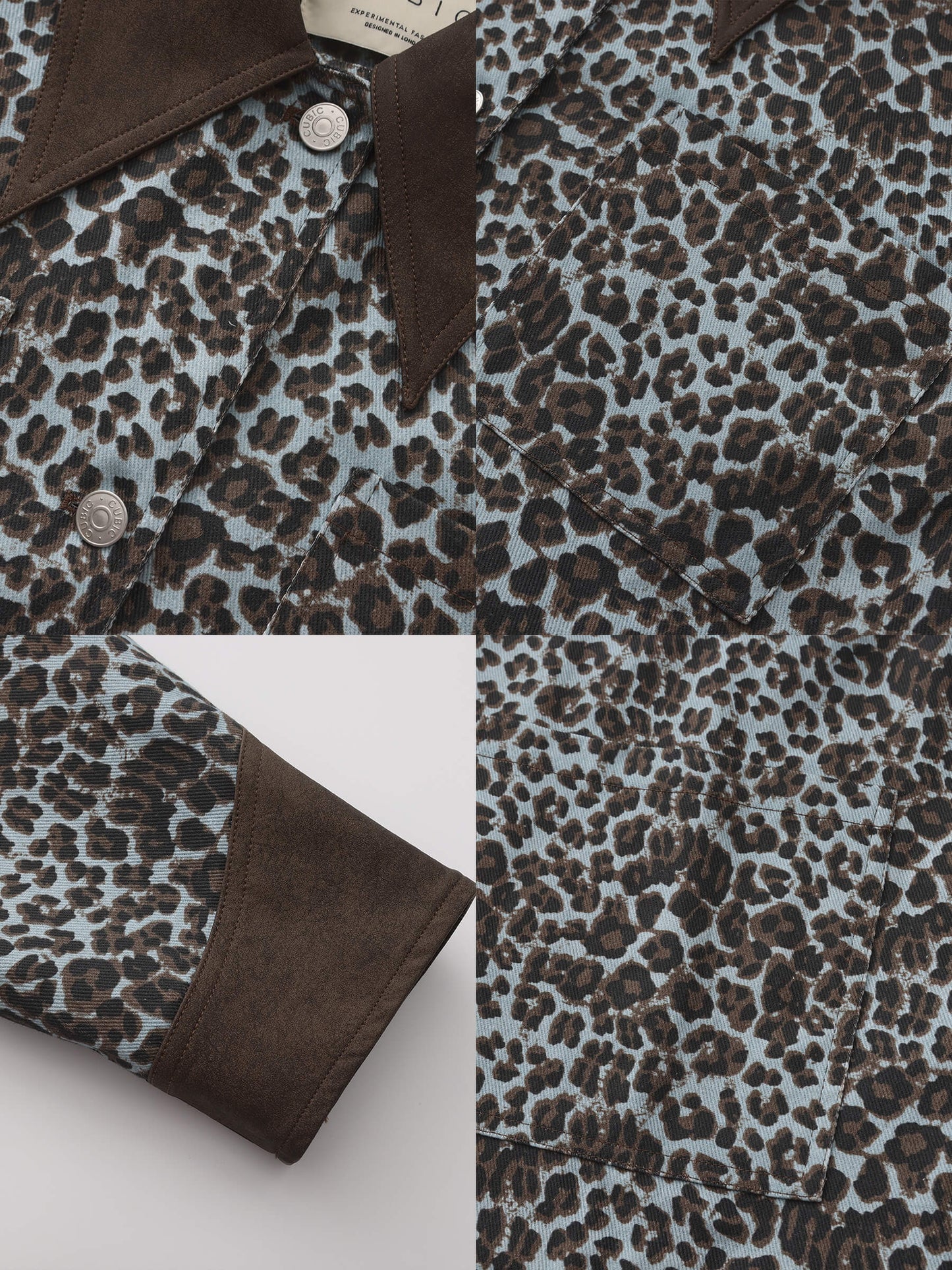 100% Cotton Leopard Print Color-Block Retro Casual Jacket