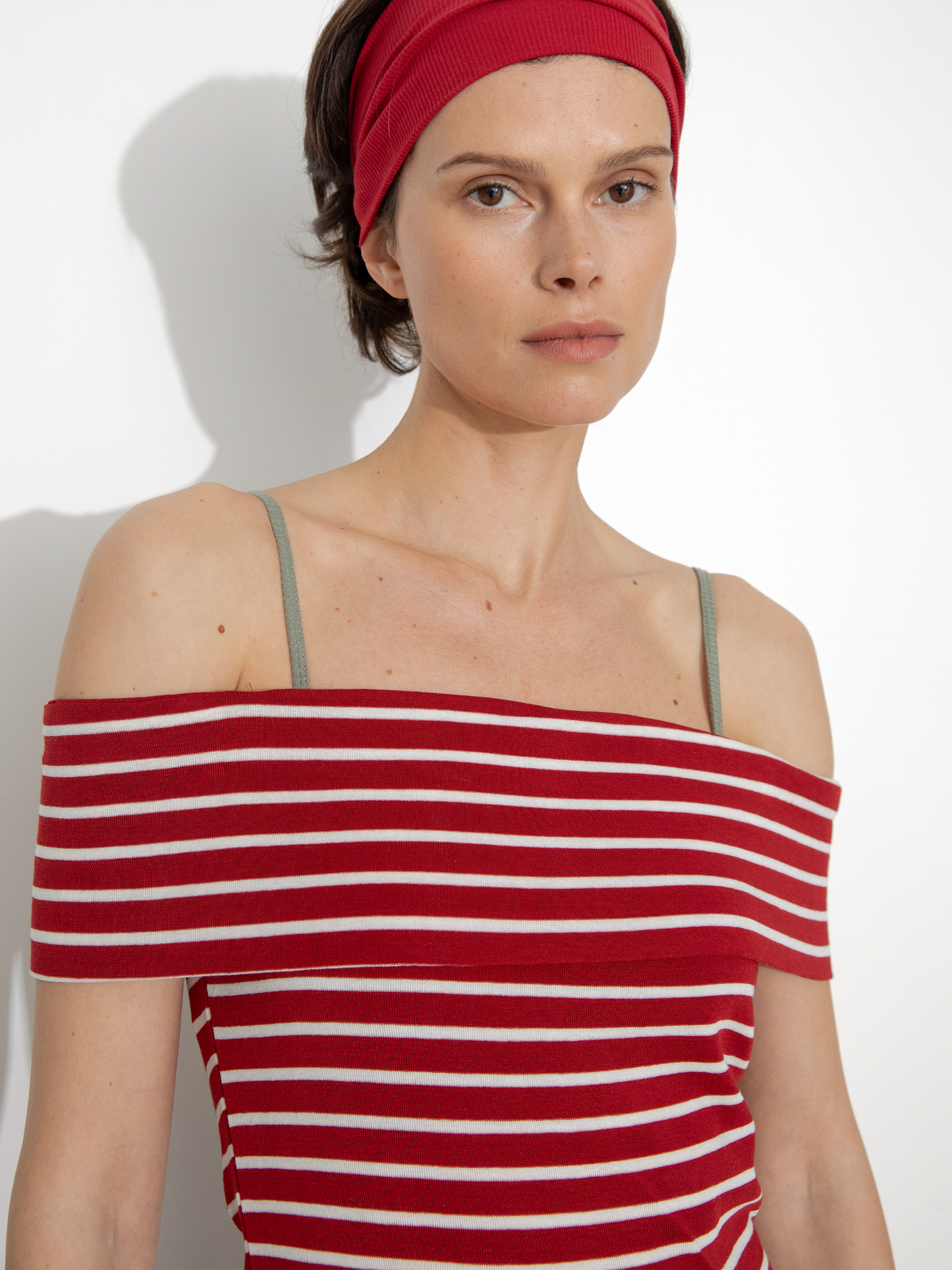 Striped Off-Shoulder Short-Sleeve Top
