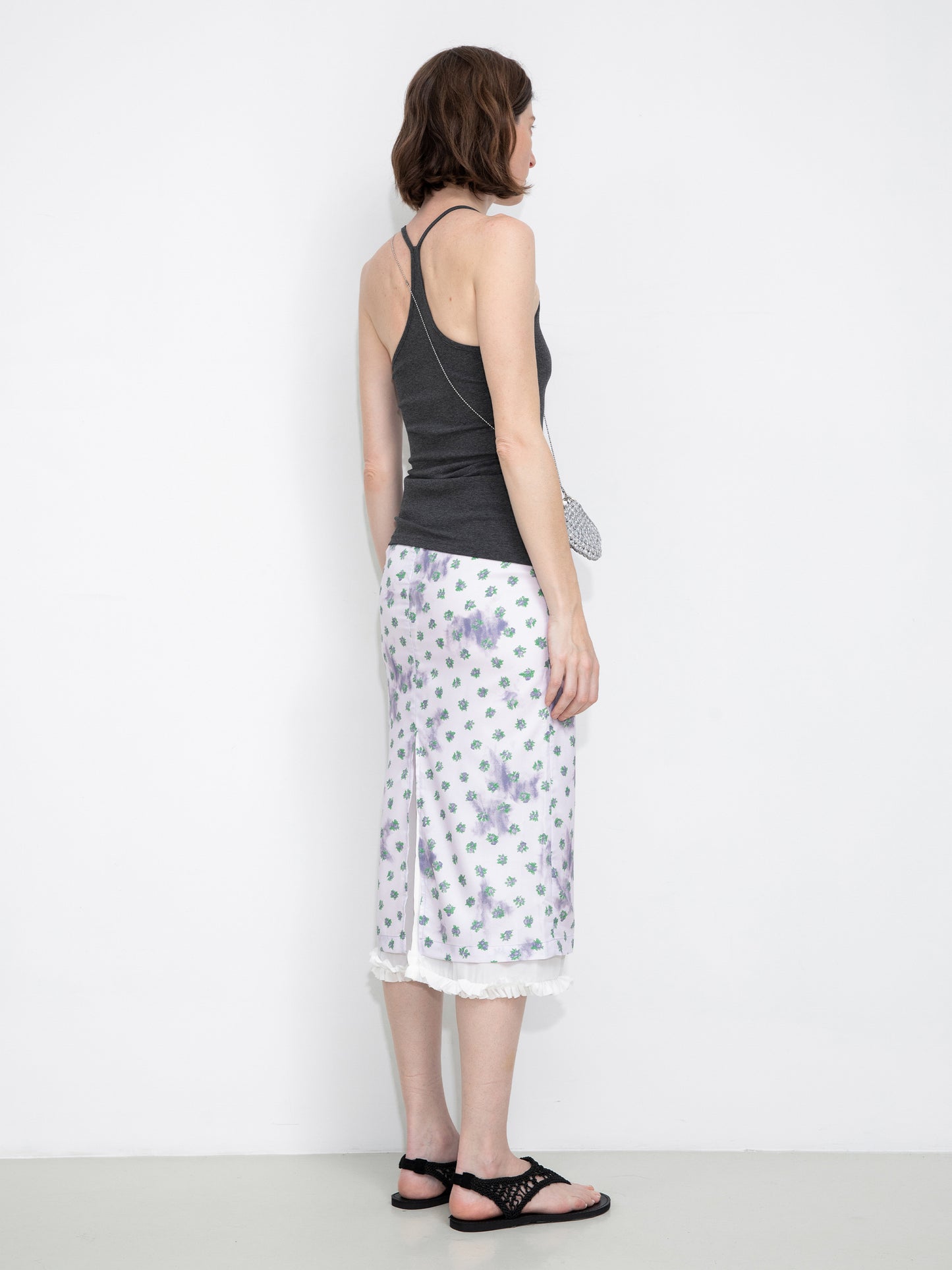 Lace Patchwork Floral Printed Skirt