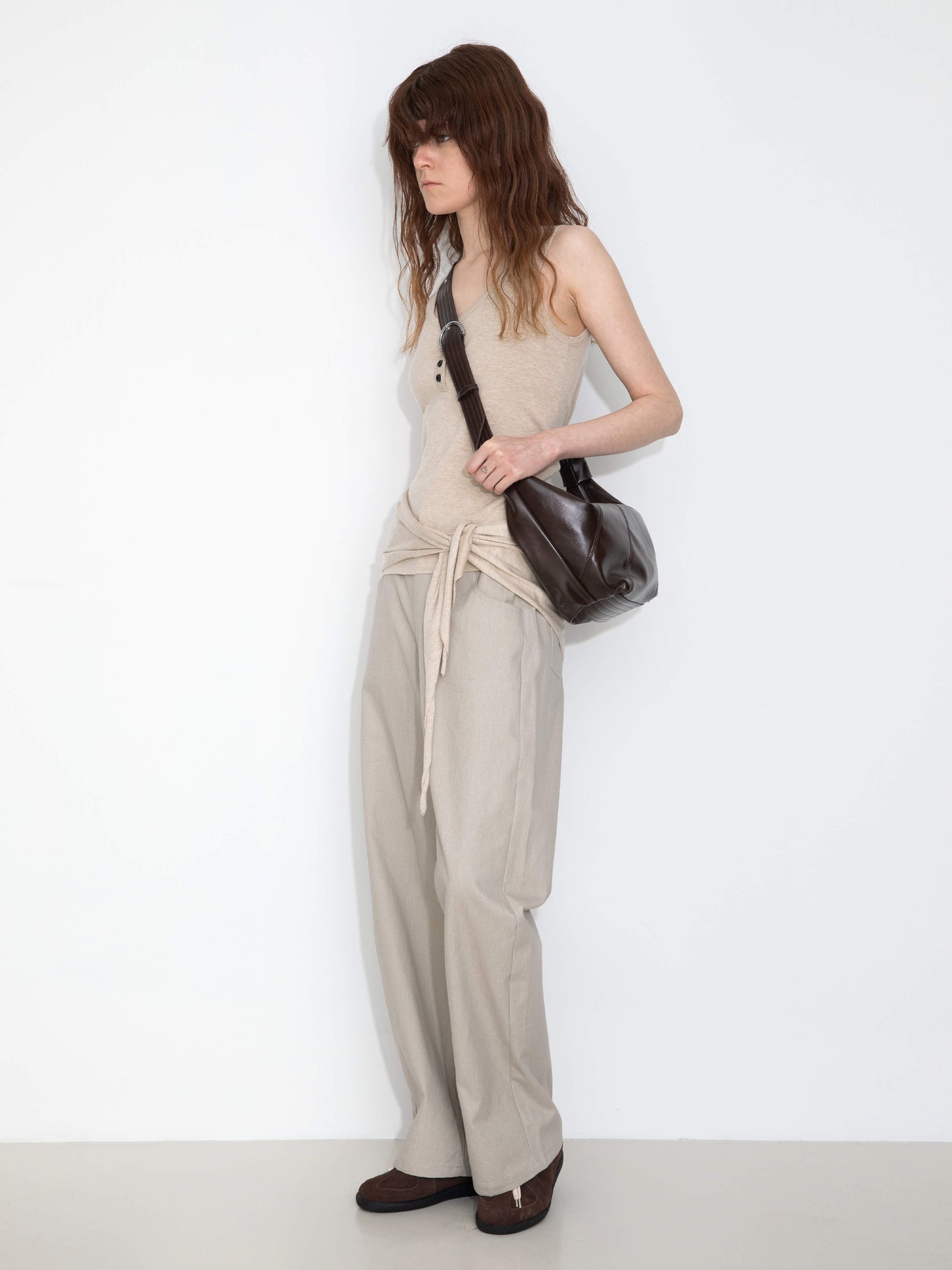 100% Cotton Draped Oversized Wide-Leg Casual Pants