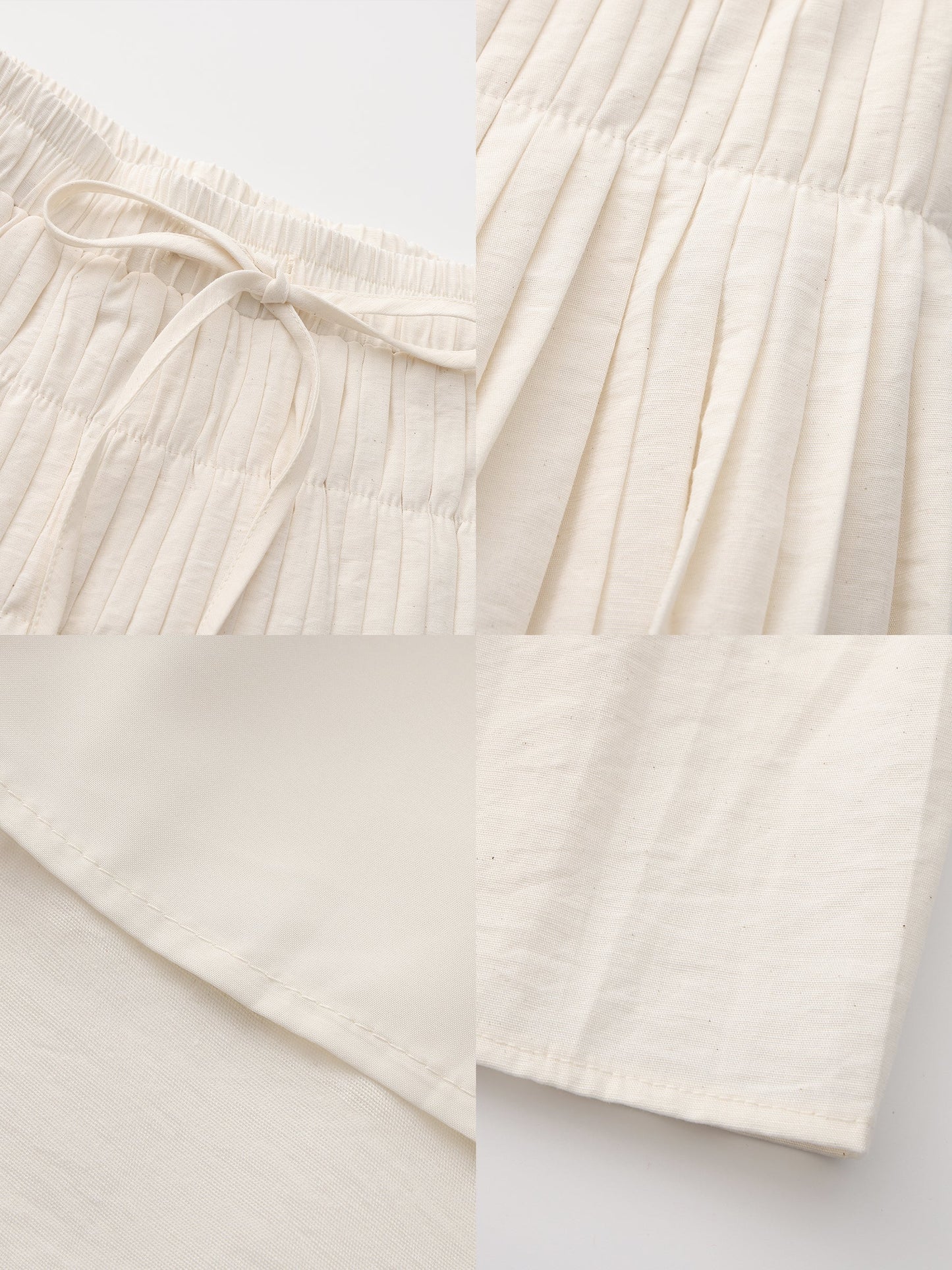 High-Waist Drawstring Pleated Skirt