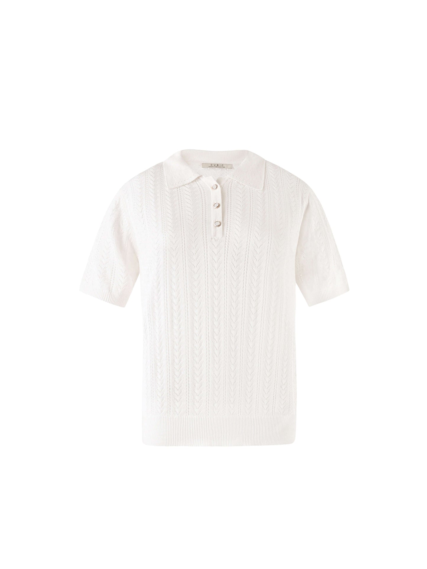 Polo Collar Short Sleeve Knit Top