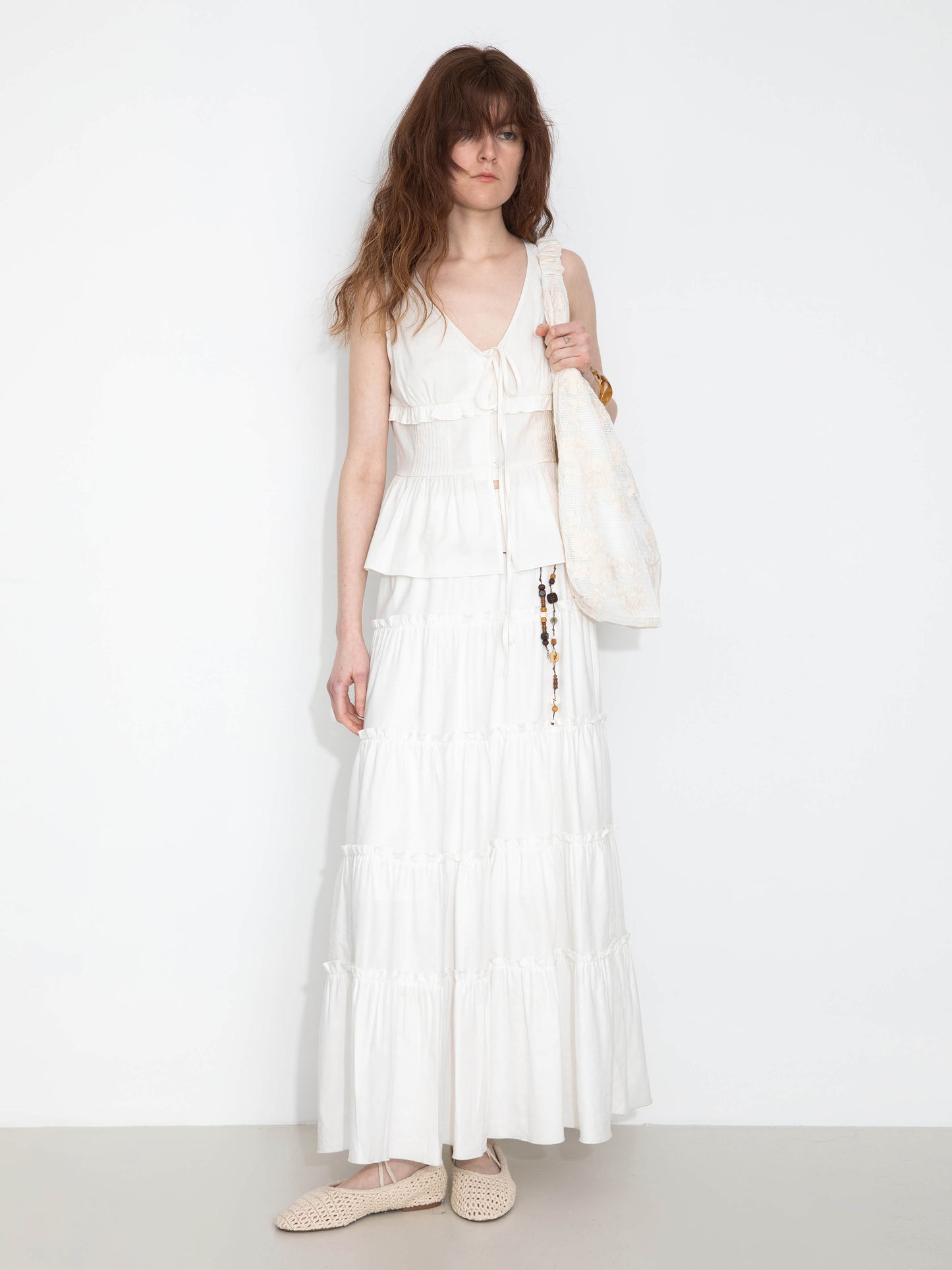 High-Waisted A-Line Maxi Flowy Skirt