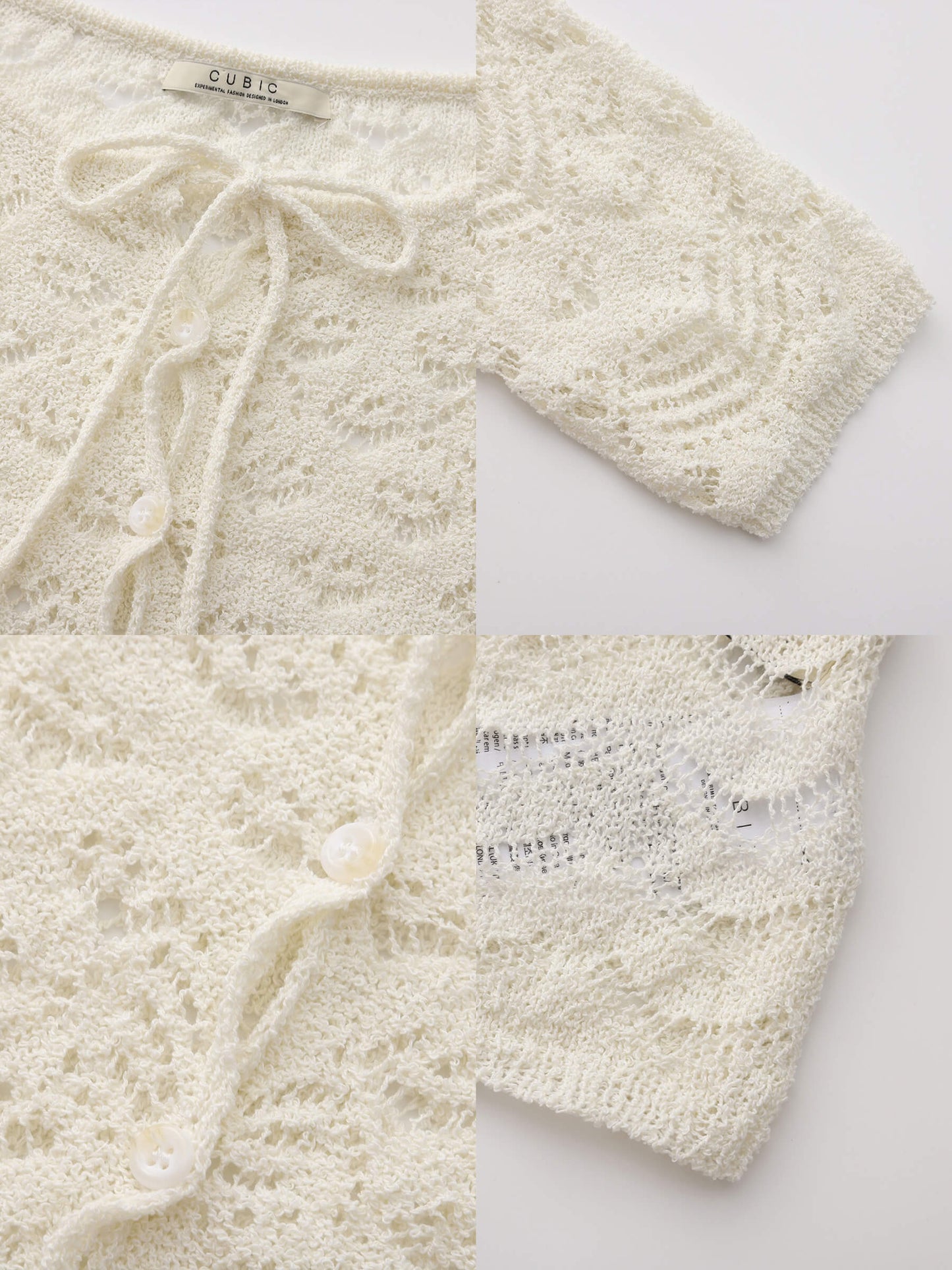 Tie Hollow-Out Knit Long Sleeve Cardigan