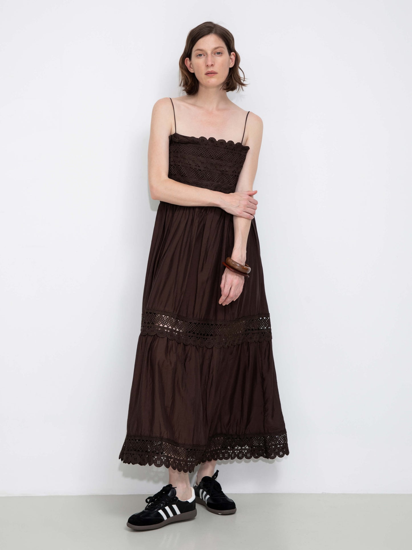 Crochet Lace Panelled Maxi Cami Dress
