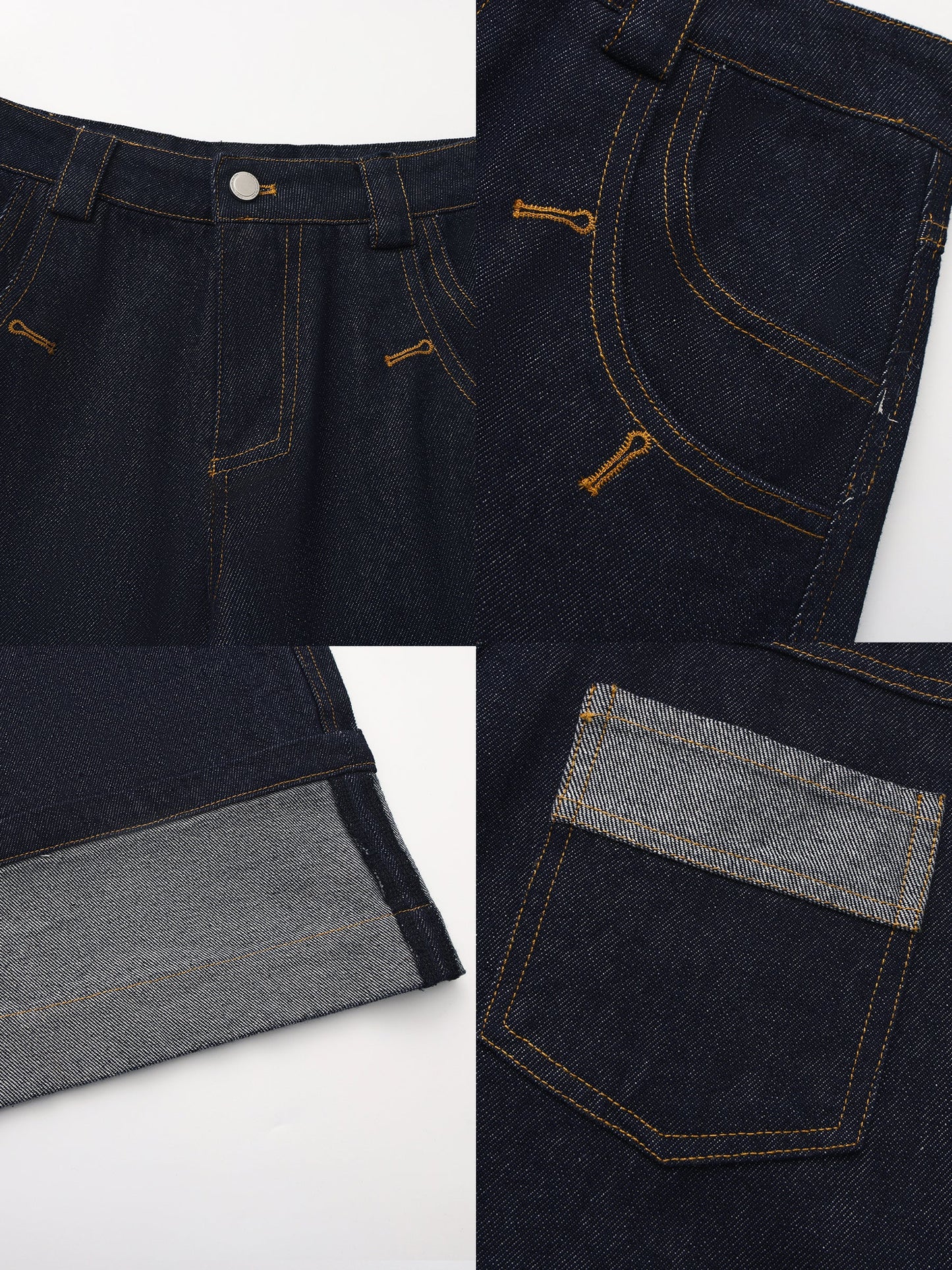 Wide-Leg Slight Flare Cuffed Jeans