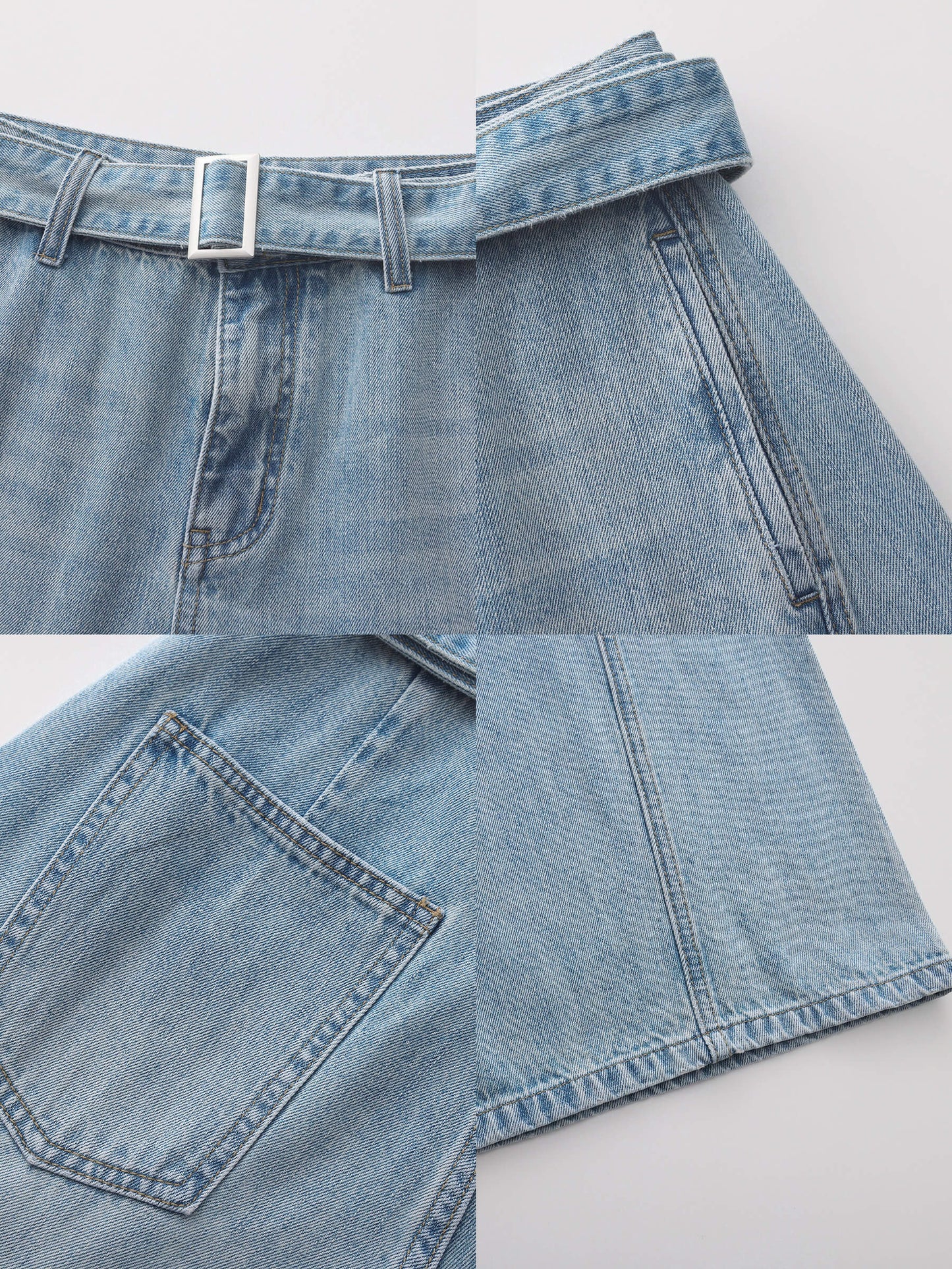 Wide-Leg Straight Jeans with Belt