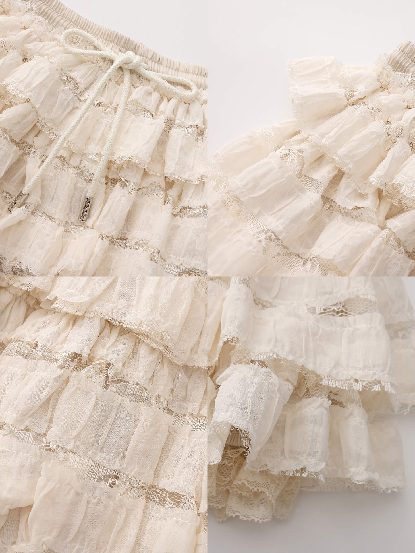Lace Tiered Mini Skirt with Elastic Waist