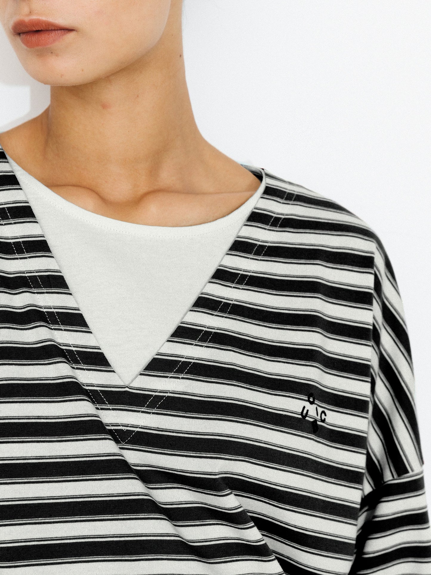 Contrast Stripe Oversized Long-Sleeve Top
