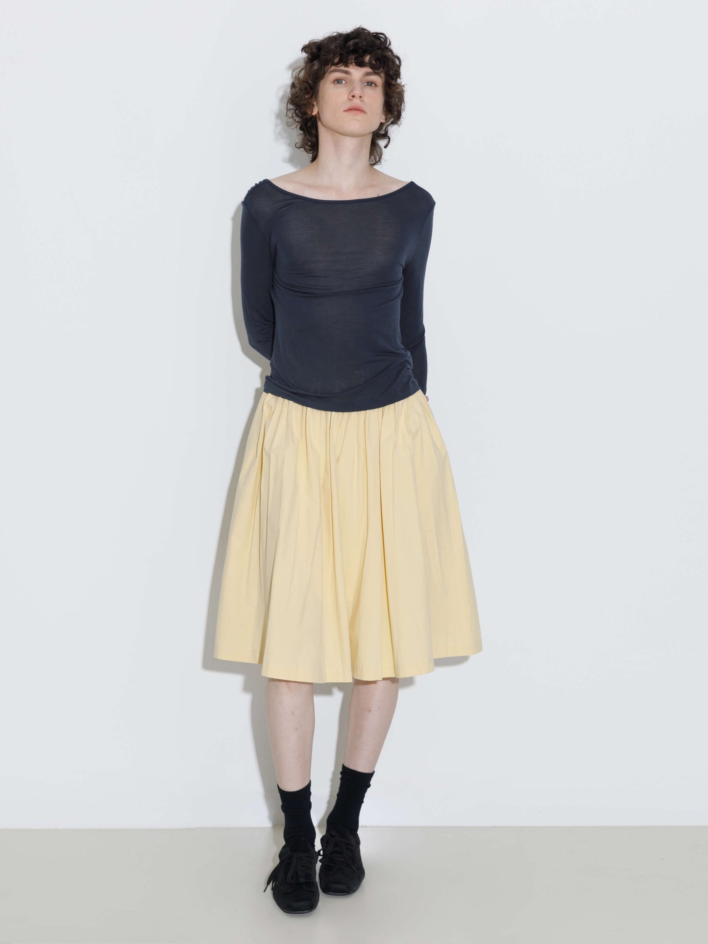 100% Cotton A-Line Midi Skirt