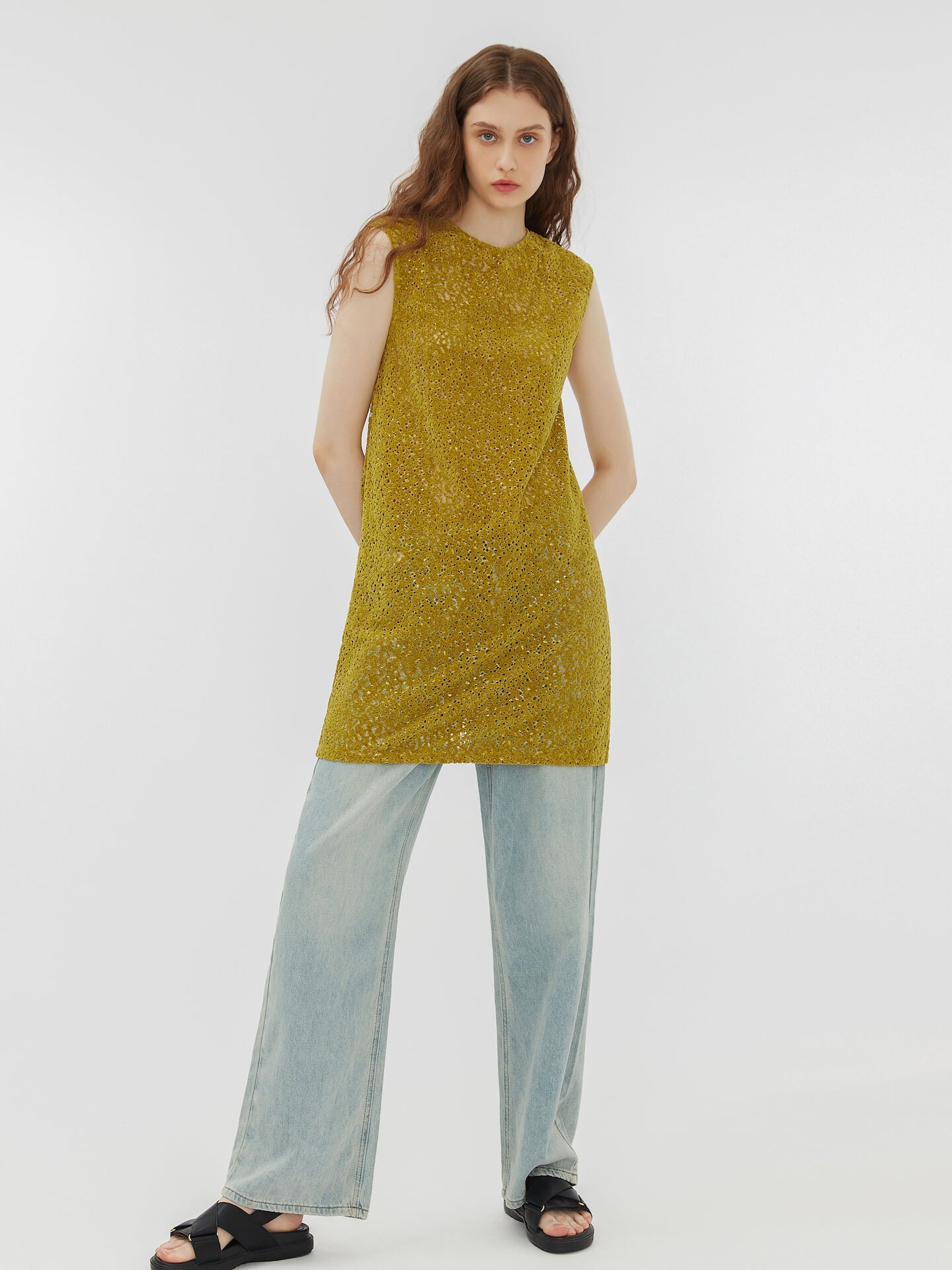 Round Neck Sleeveless A-line Dress