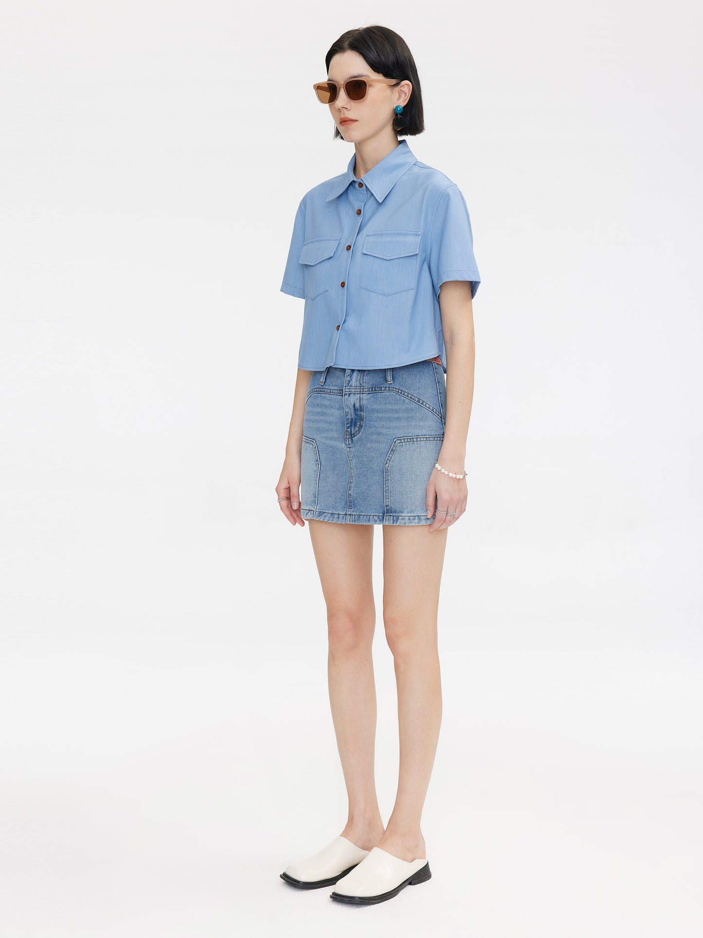 Light Blue Cropped Shirt