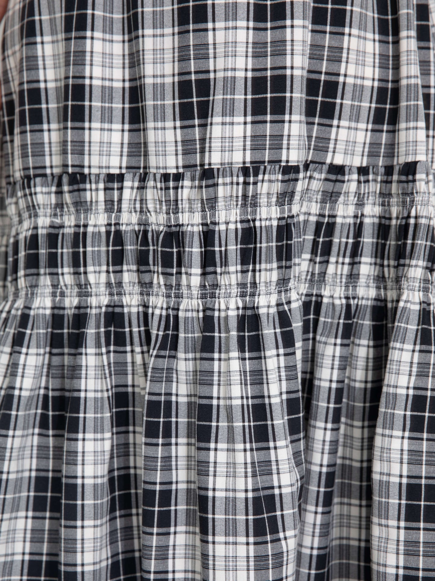 Elastic Drawstring High Waist Checked Skirt