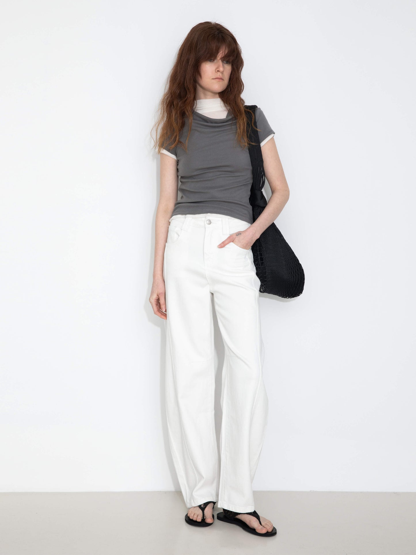 C BY CUBIC Draped Neck Short-Sleeve T-Shirt
