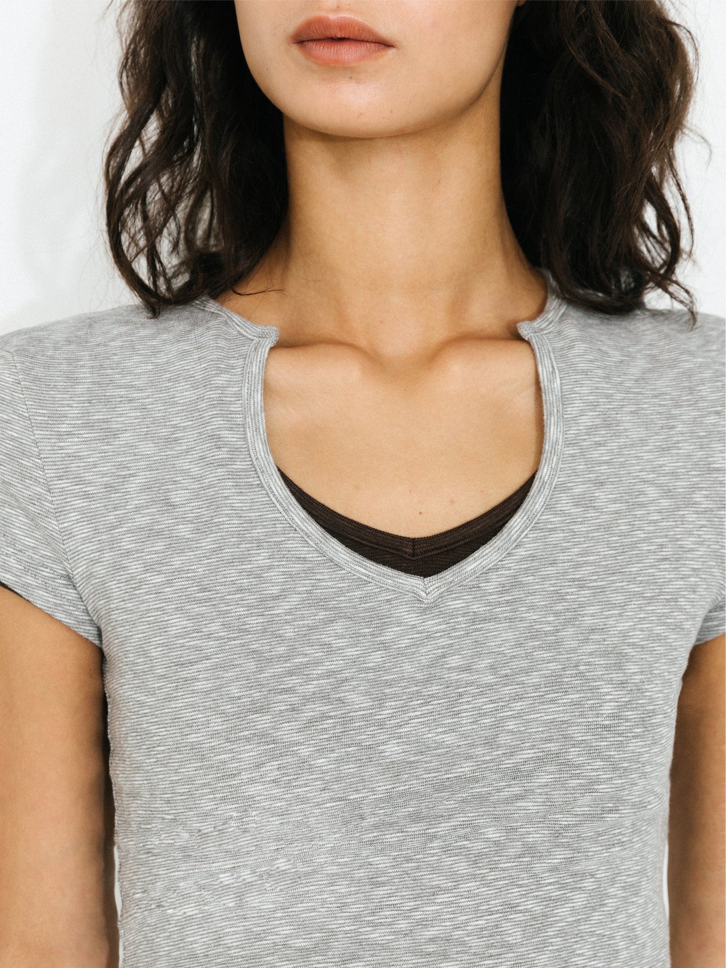 C by CUBIC Cropped Slim-Fit Sweetheart Neck T-Shirt
