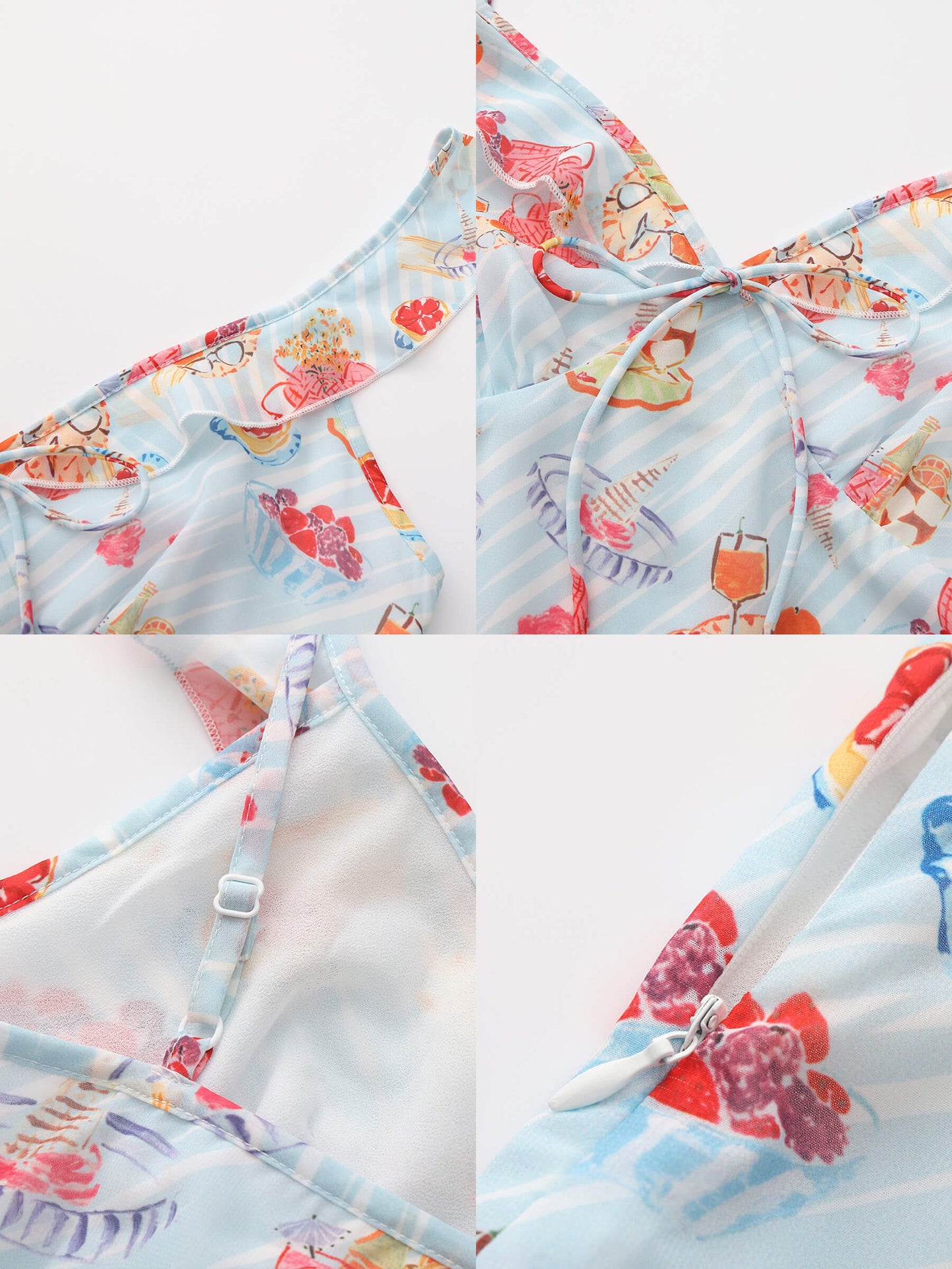 V-Neck Floral Ruffle Tie-Detail Slim Dress