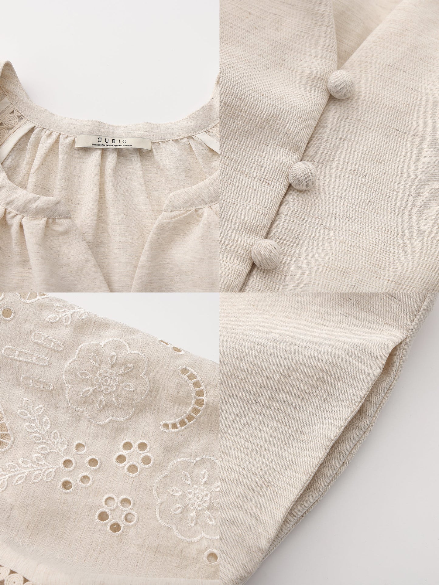 Loose-Fit Eyelet Embroidered Short-Sleeve Dress