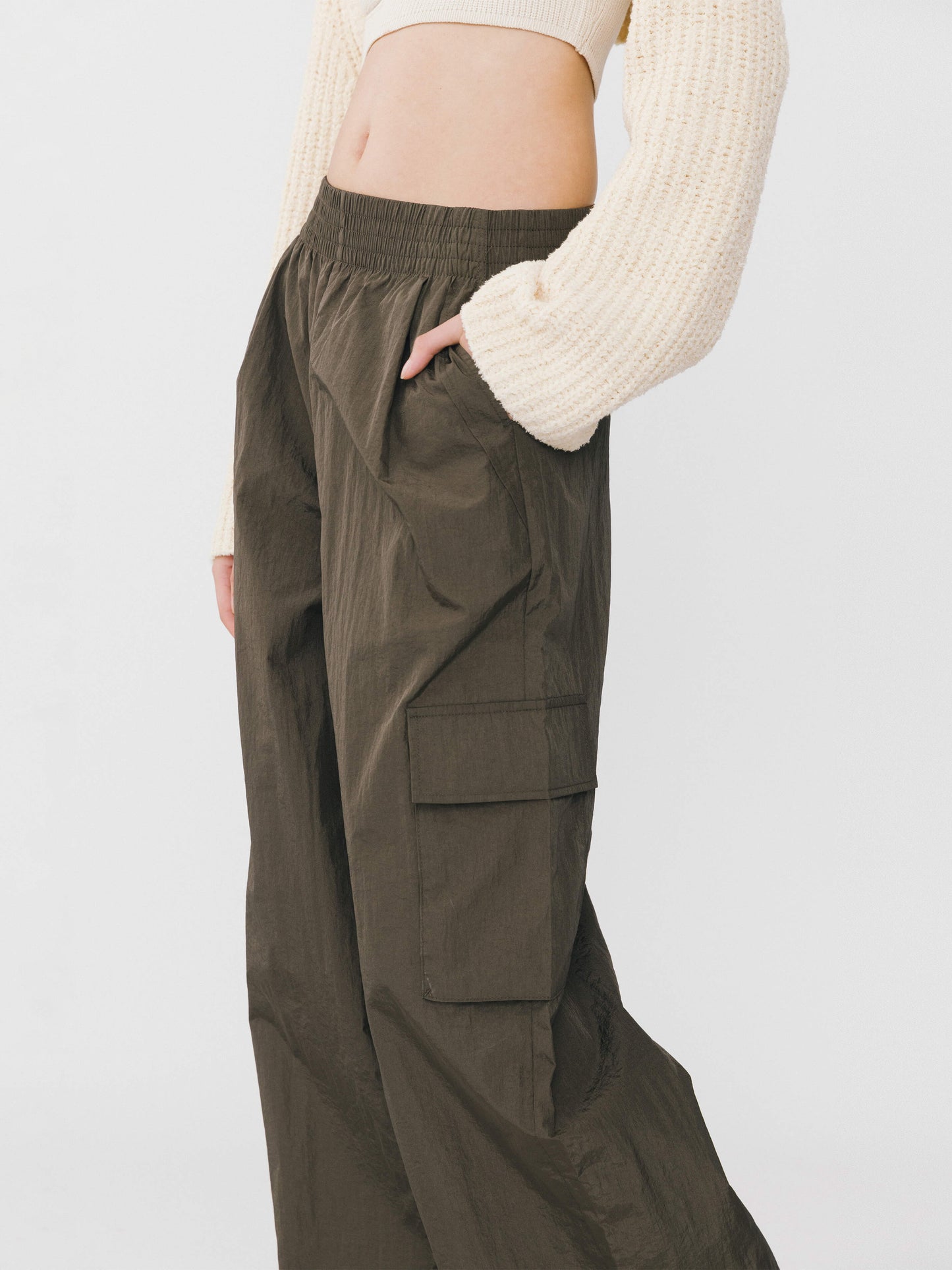 Elasticated Wide Leg Cargo Trousers