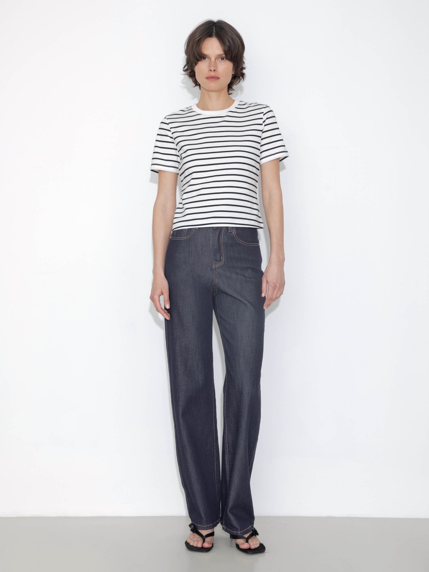 C by CUBIC Striped Basic Cotton T-Shirt