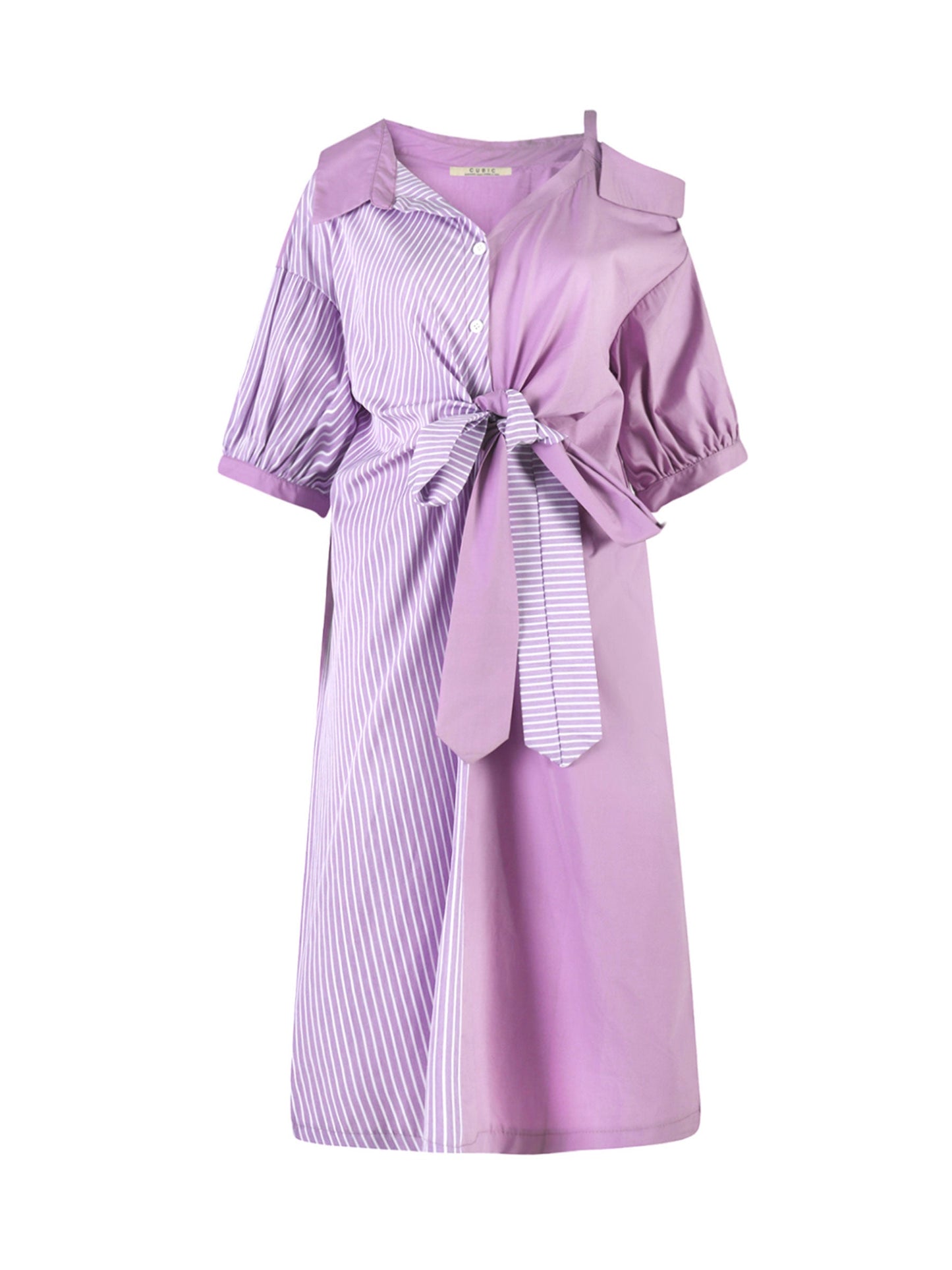 CUBIC Women's Stripes and Solid Colour Shirt Dress