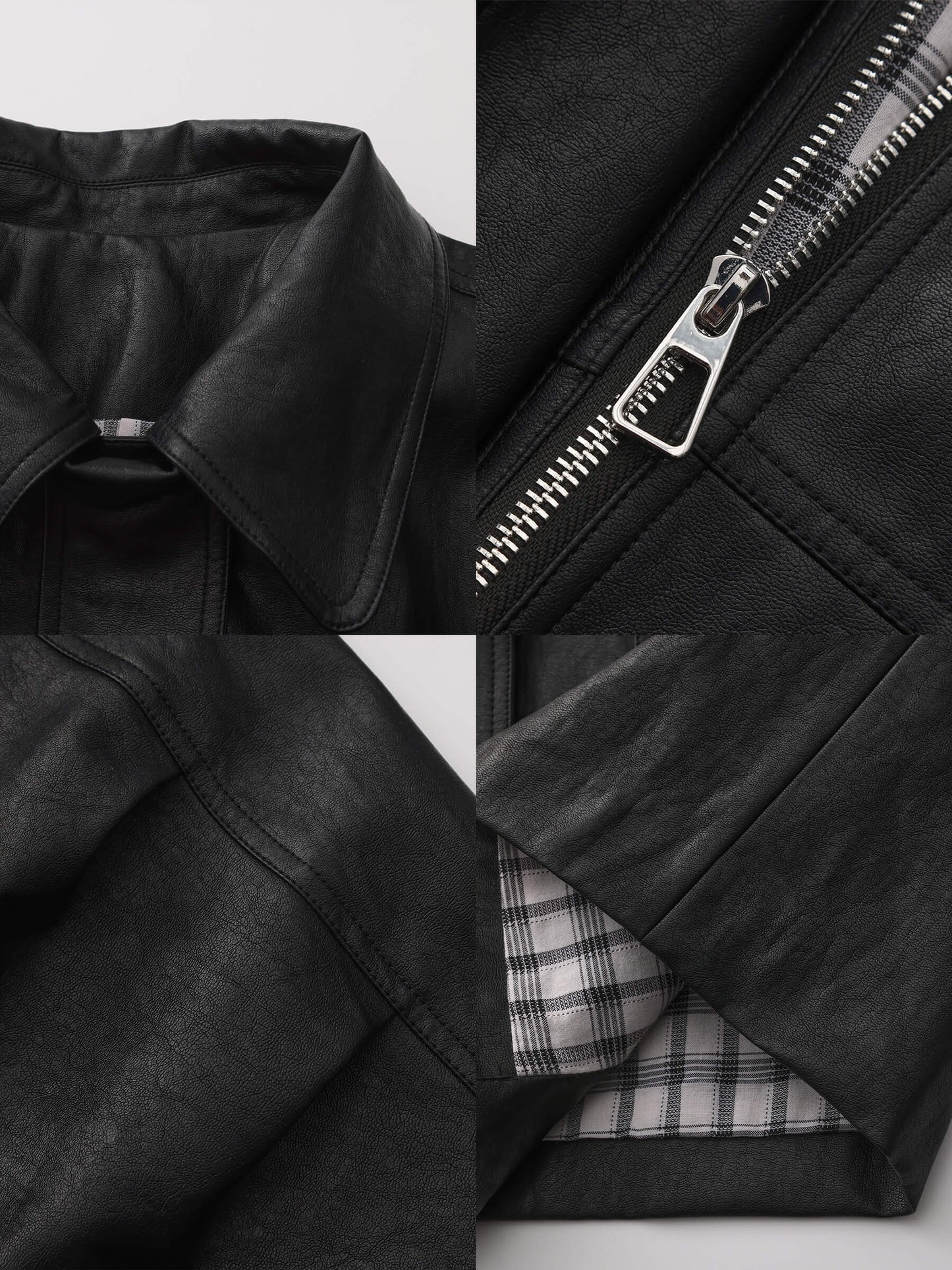 Stand Collar Oversized Leather Jacket