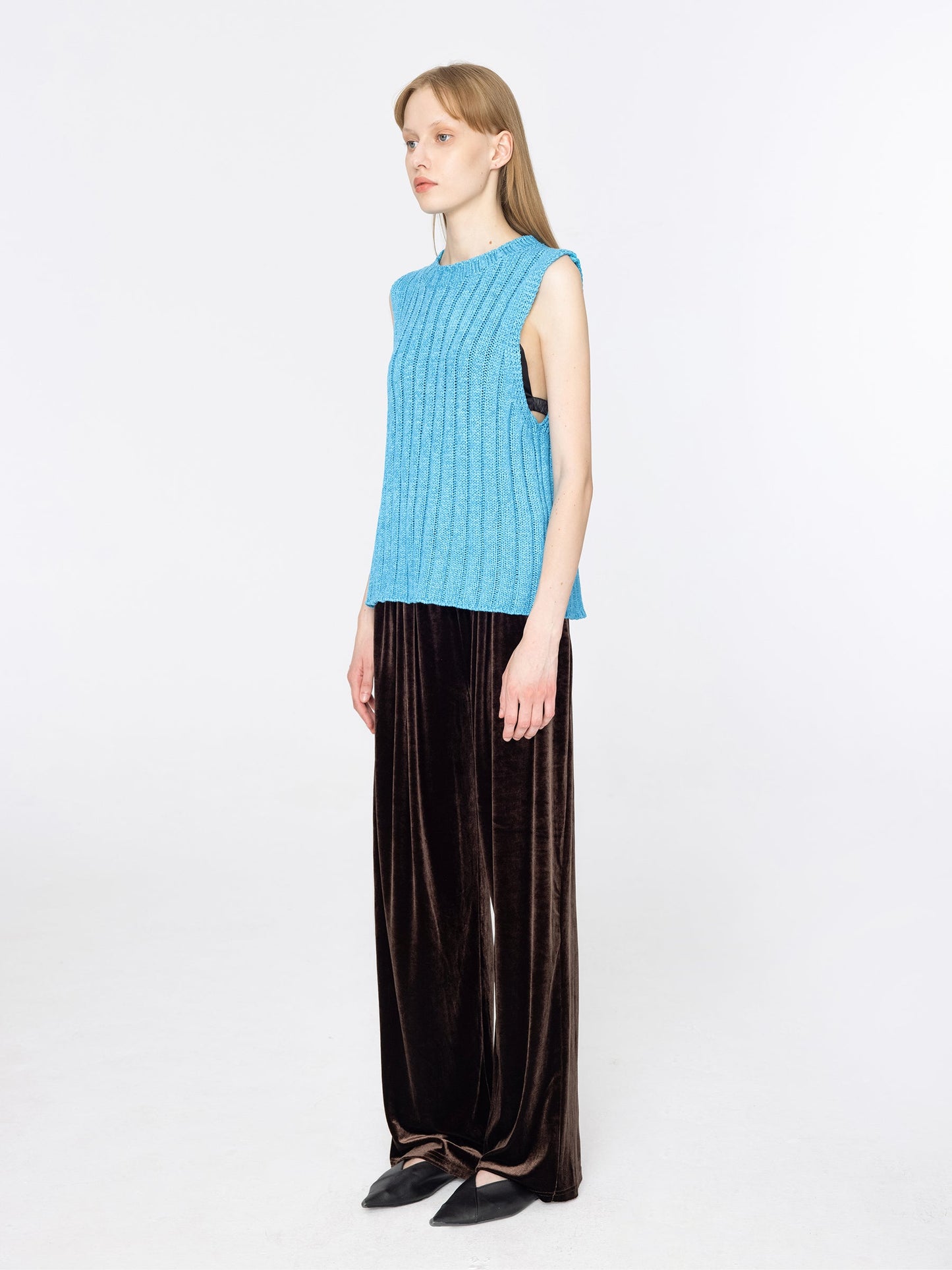 High Waisted Wide Leg Velvet Trousers